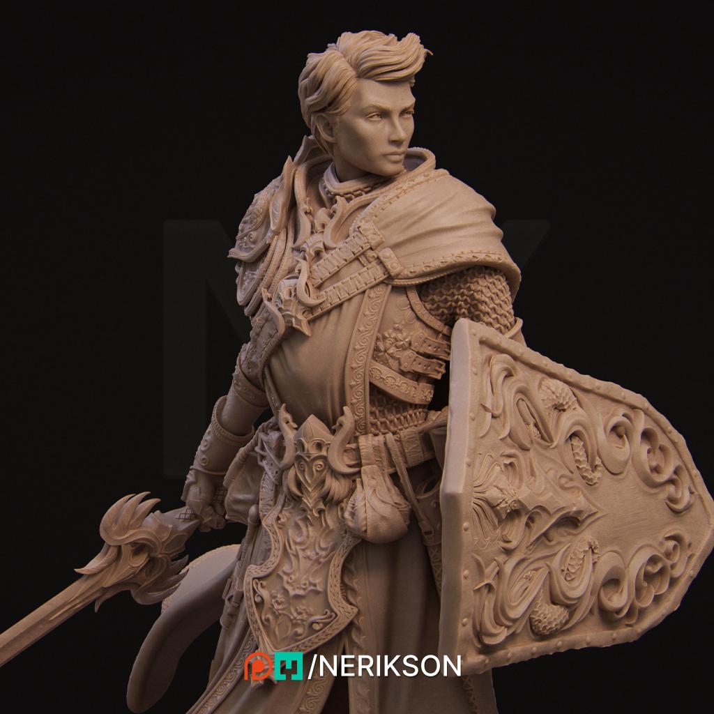 Aaron the Paladin | Fantasy Fighter Knight Collectible Miniature Statue | 75mm / 140mm | by Nerikson