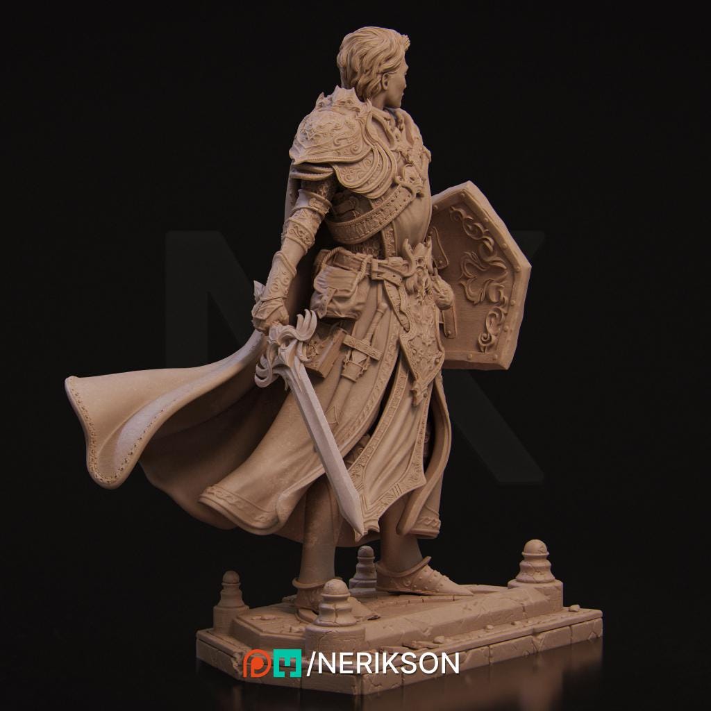 Aaron the Paladin | Fantasy Fighter Knight Collectible Miniature Statue | 75mm / 140mm | by Nerikson