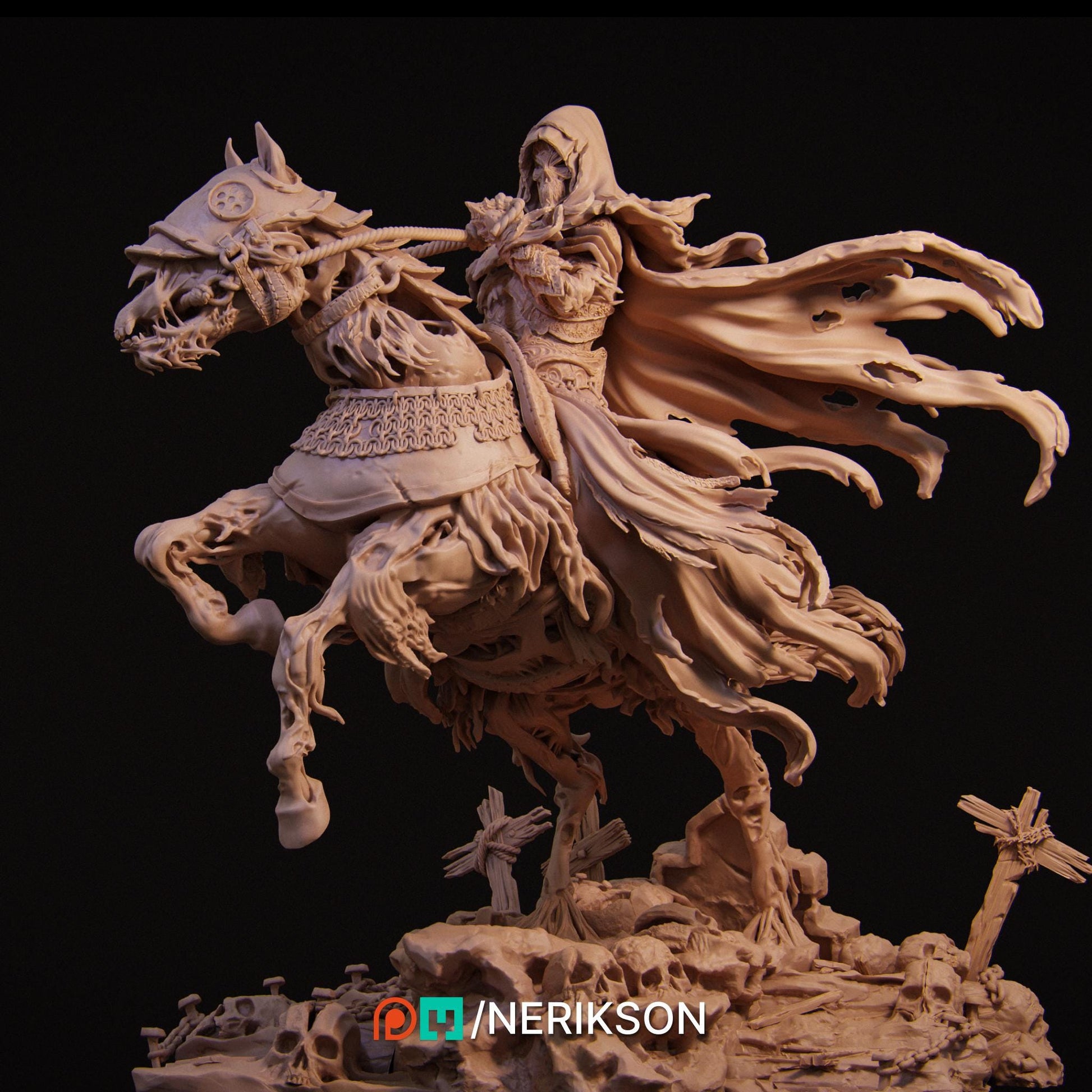 Horseman of Death | Fantasy Fighter Knight Collectible Miniature Statue | 75mm / 140mm | by Nerikson