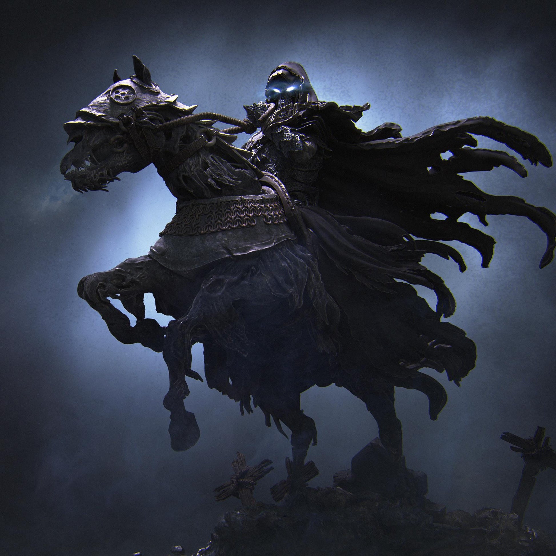 Horseman of Death | Fantasy Fighter Knight Collectible Miniature Statue | 75mm / 140mm | by Nerikson