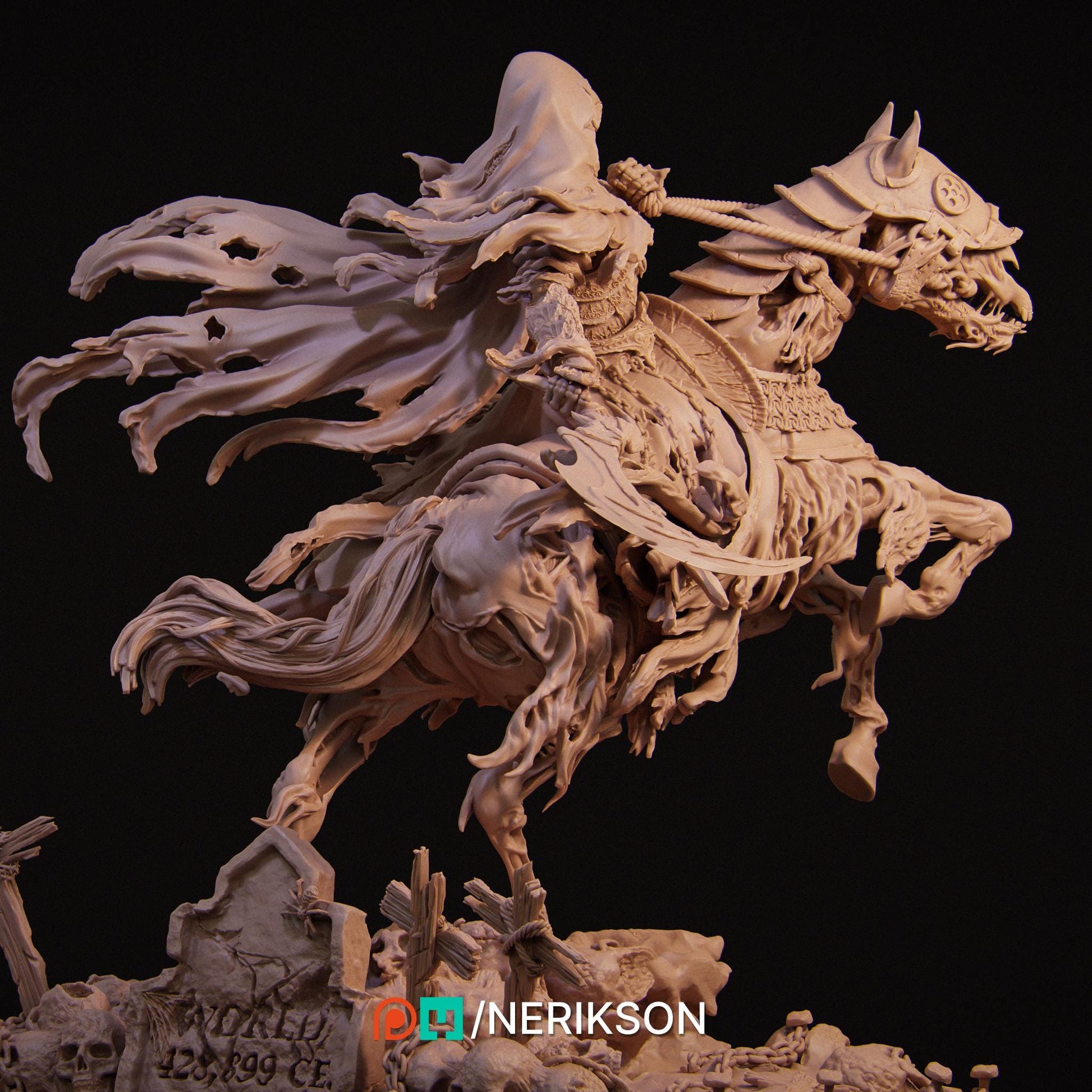 Horseman of Death | Fantasy Fighter Knight Collectible Miniature Statue | 75mm / 140mm | by Nerikson