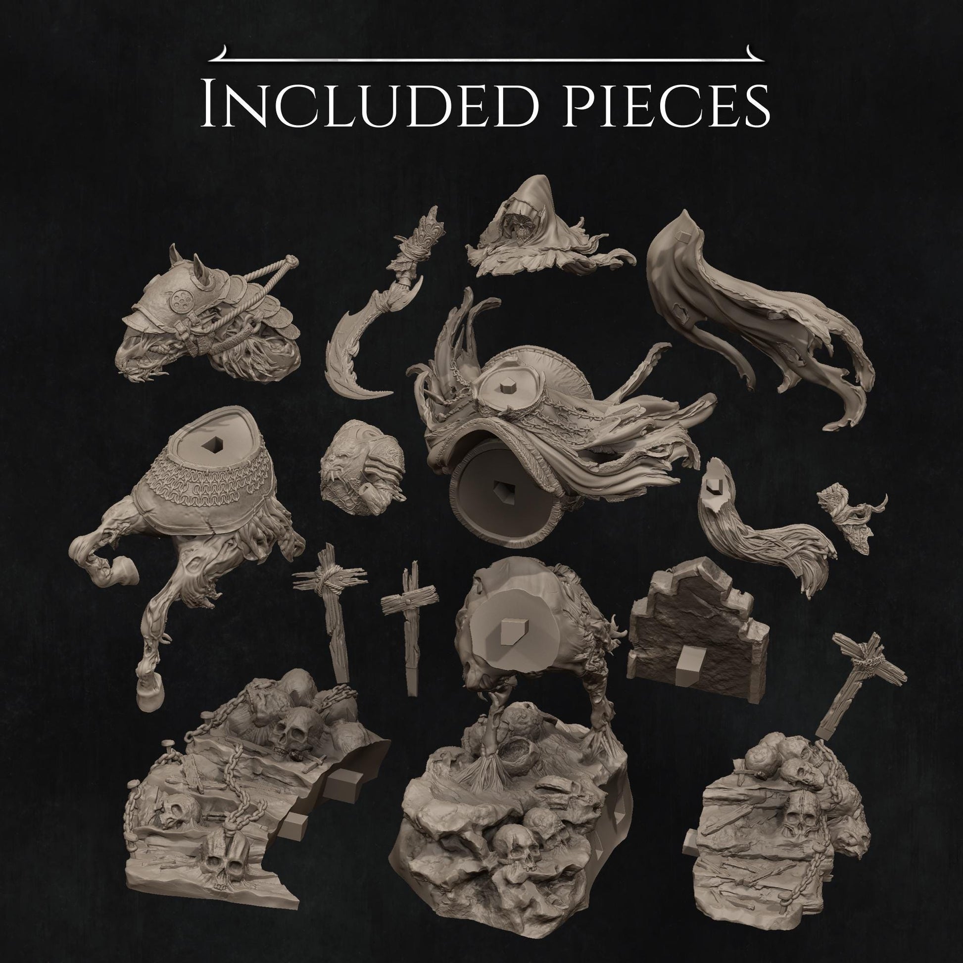 Horseman of Death | Fantasy Fighter Knight Collectible Miniature Statue | 75mm / 140mm | by Nerikson