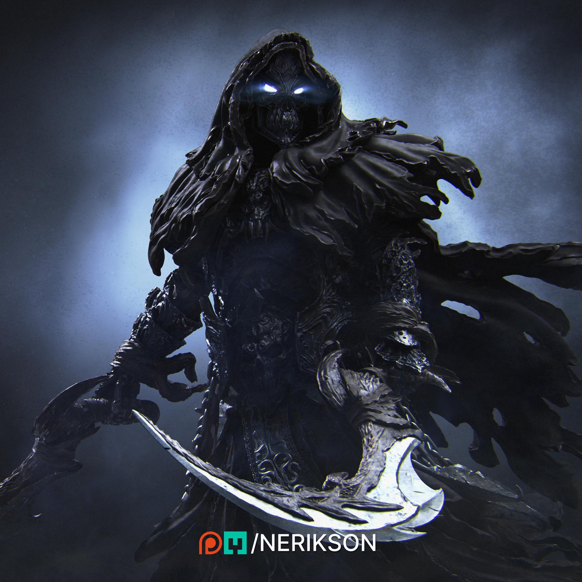 Death | Fantasy Horseman Fighter Knight Collectible Miniature Statue | 75mm / 140mm | by Nerikson