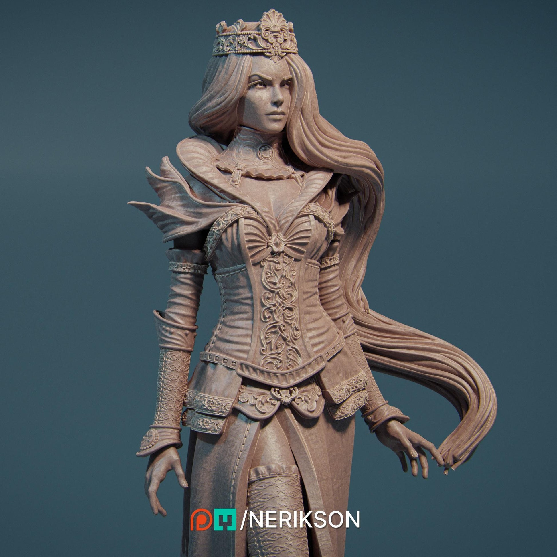 Queen of Spades | DnD Sorceress Wizard Collectible Miniature | 32mm / 75mm | by Nerikson