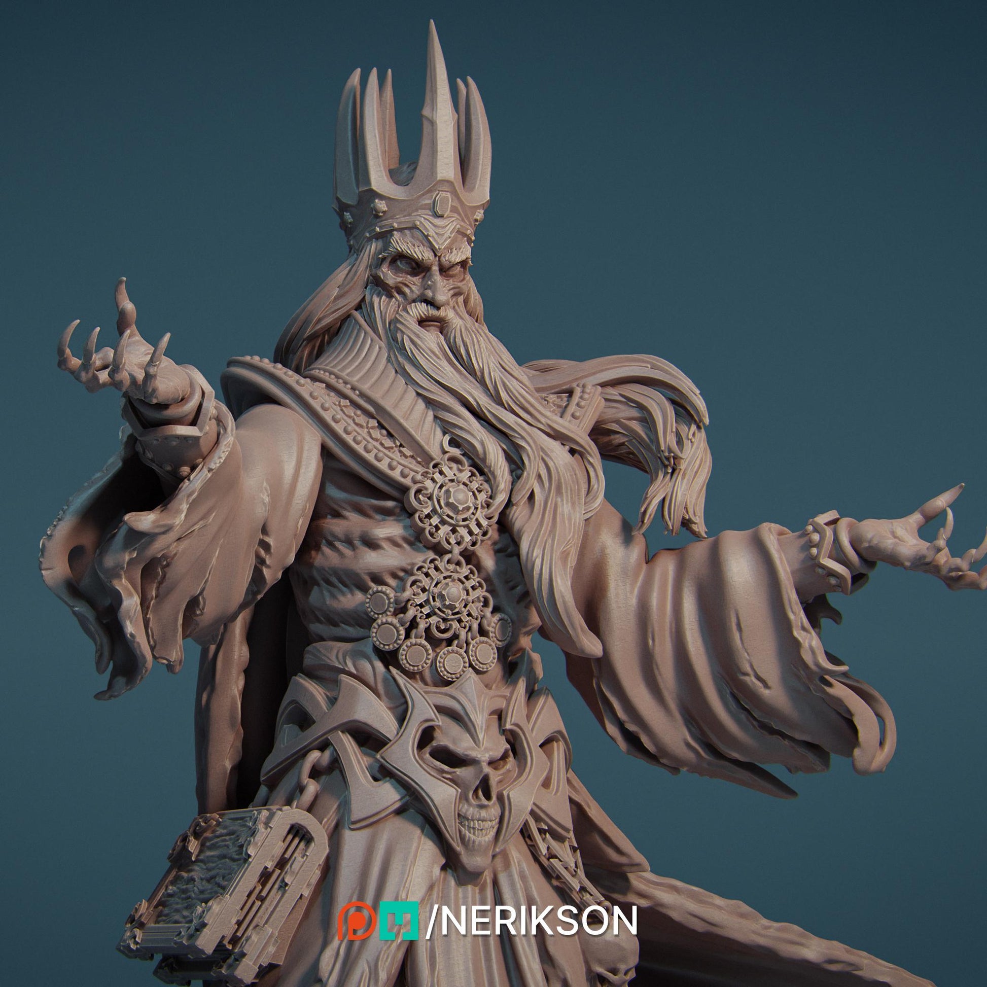 Koshei the Death Lich | DnD Ghoul Lich Wizard Collectible Monster Miniature | 35mm / 75mm | by Nerikson