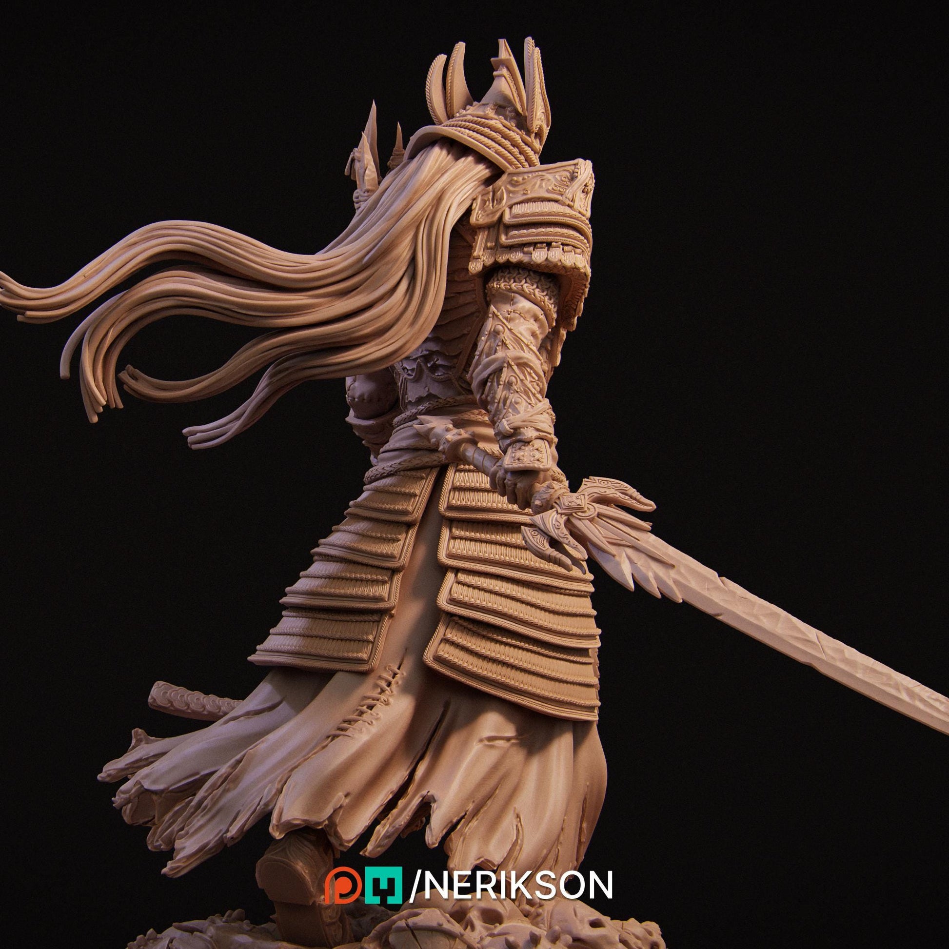 War | Fantasy Horseman Fighter Knight Collectible Miniature Statue | 75mm / 140mm | by Nerikson