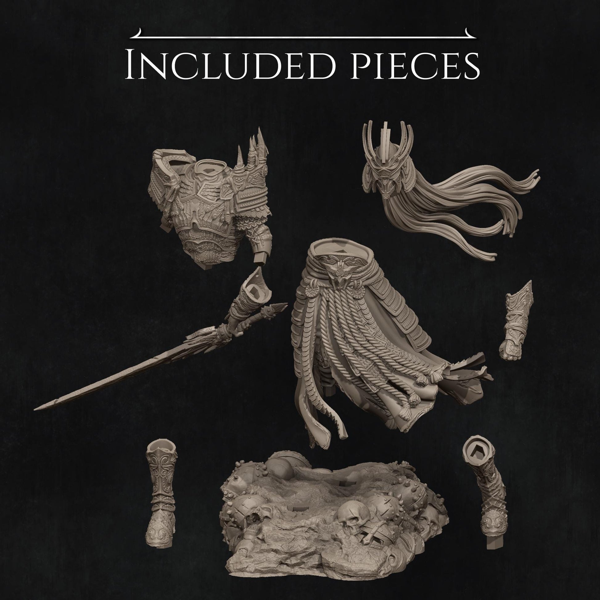 War | Fantasy Horseman Fighter Knight Collectible Miniature Statue | 75mm / 140mm | by Nerikson