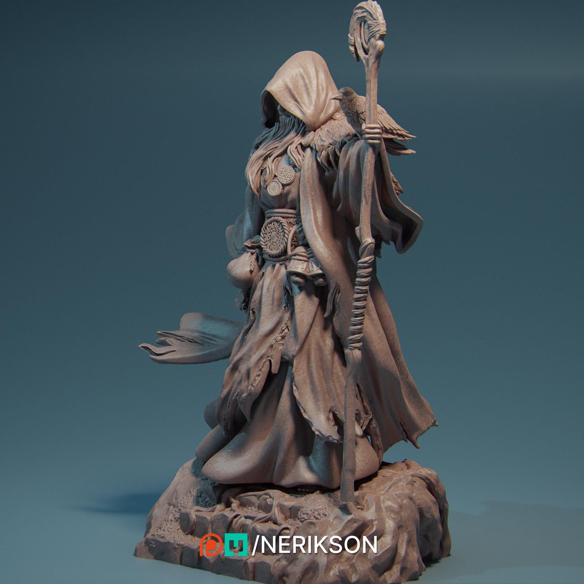 Merlin the Wizard | DnD Sorcerer Warlock Collectible Miniature | 35mm / 75mm | by Nerikson