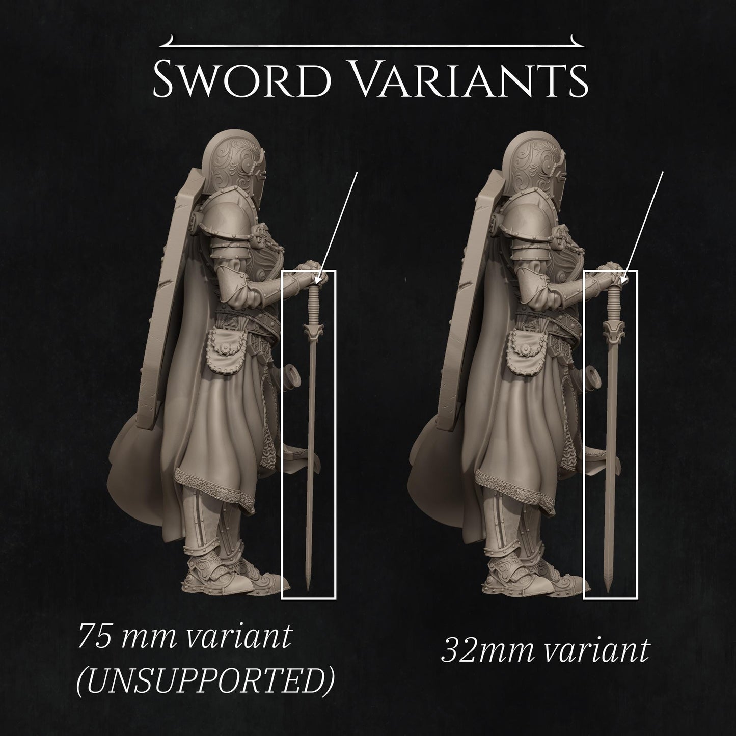 Ivanhoe the Lone Knight | DnD Warrior Fighter Collectible Miniature | 35mm / 75mm | by Nerikson