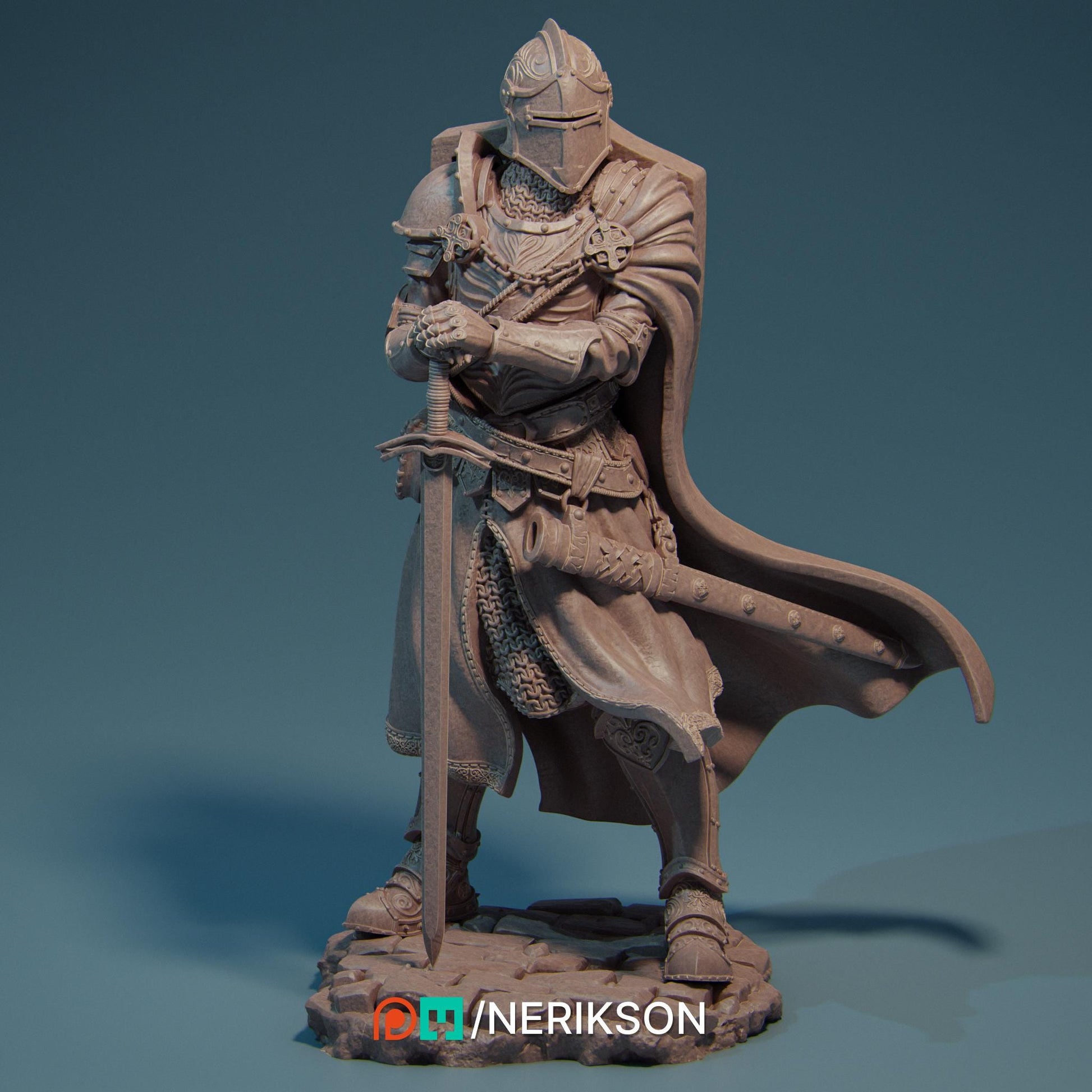 Ivanhoe the Lone Knight | DnD Warrior Fighter Collectible Miniature | 35mm / 75mm | by Nerikson