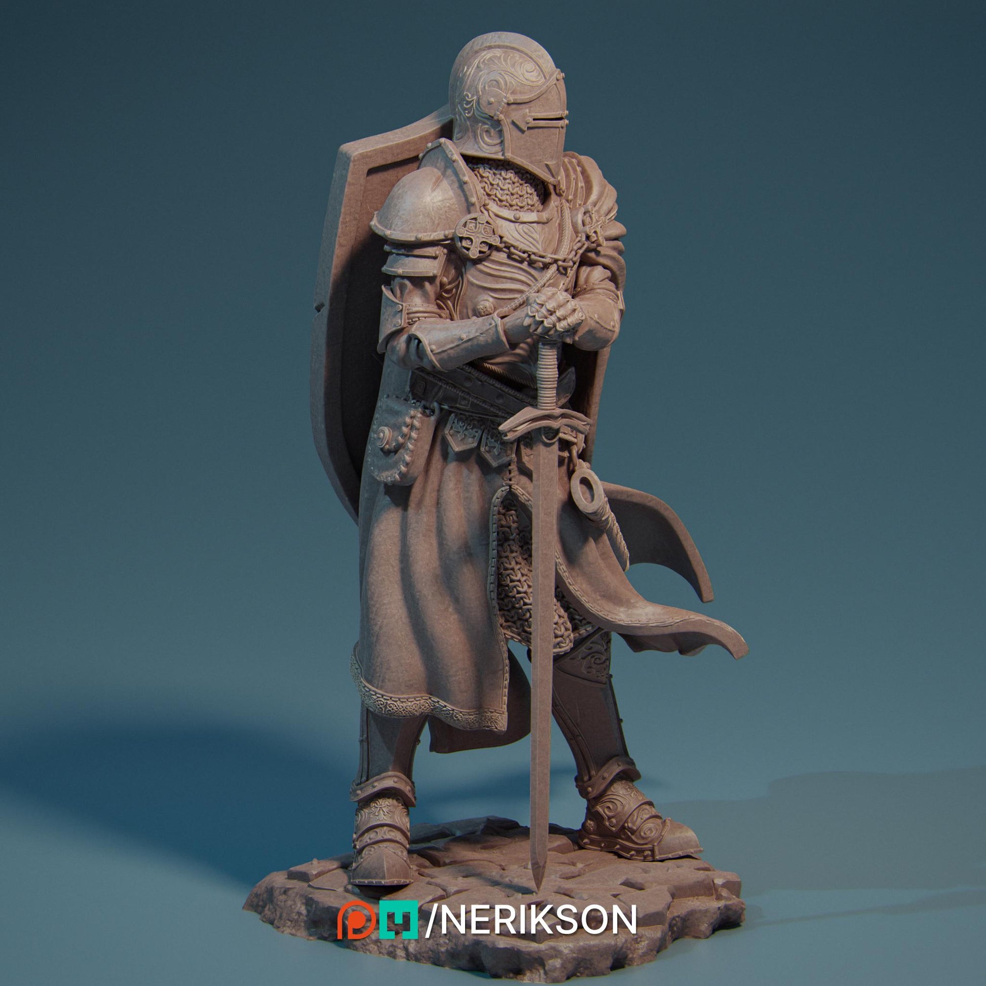 Ivanhoe the Lone Knight | DnD Warrior Fighter Collectible Miniature | 35mm / 75mm | by Nerikson