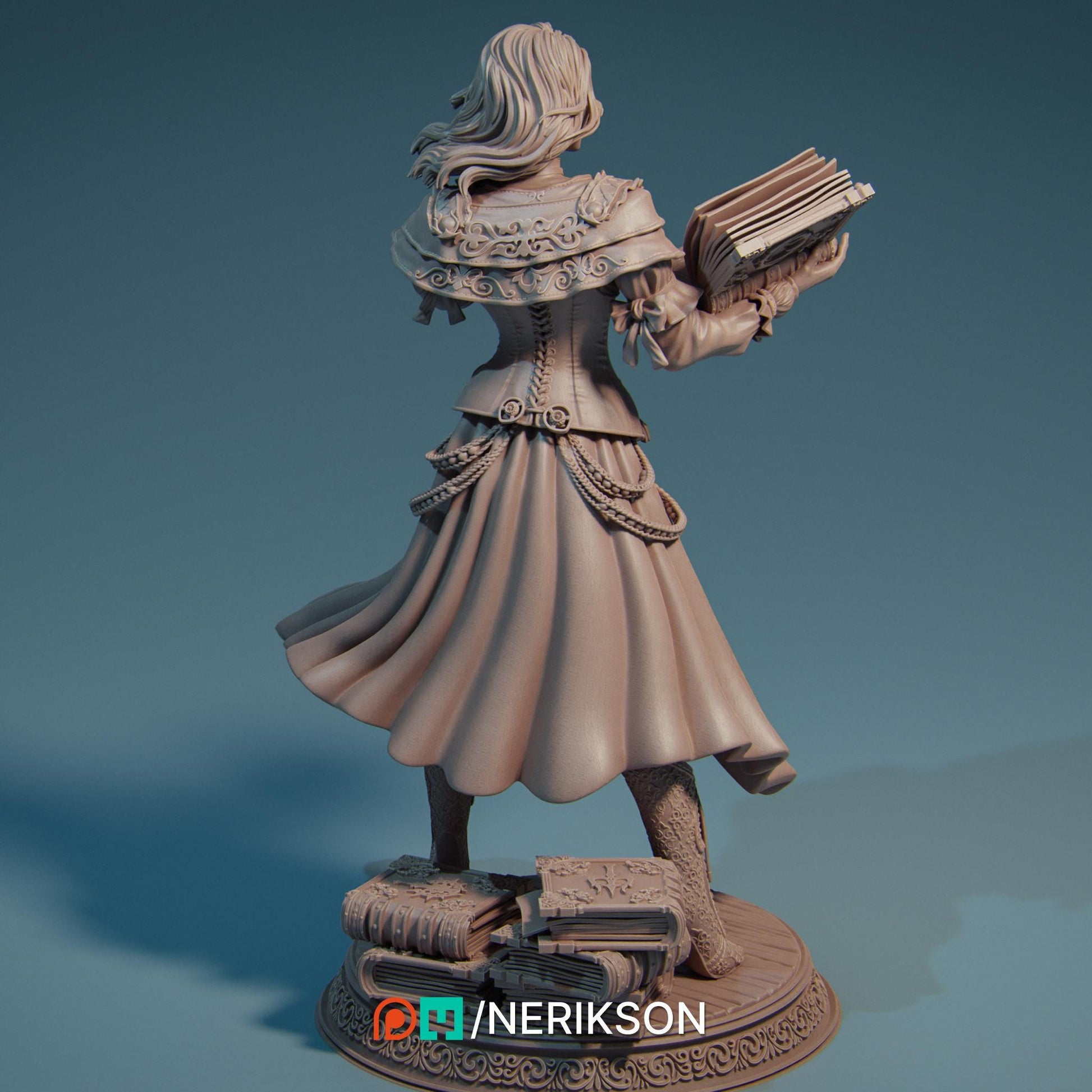 Orinthia the Magical Librarian | Female Wizard Warlock Collectible Miniature Statue | 75mm / 140mm | by Nerikson