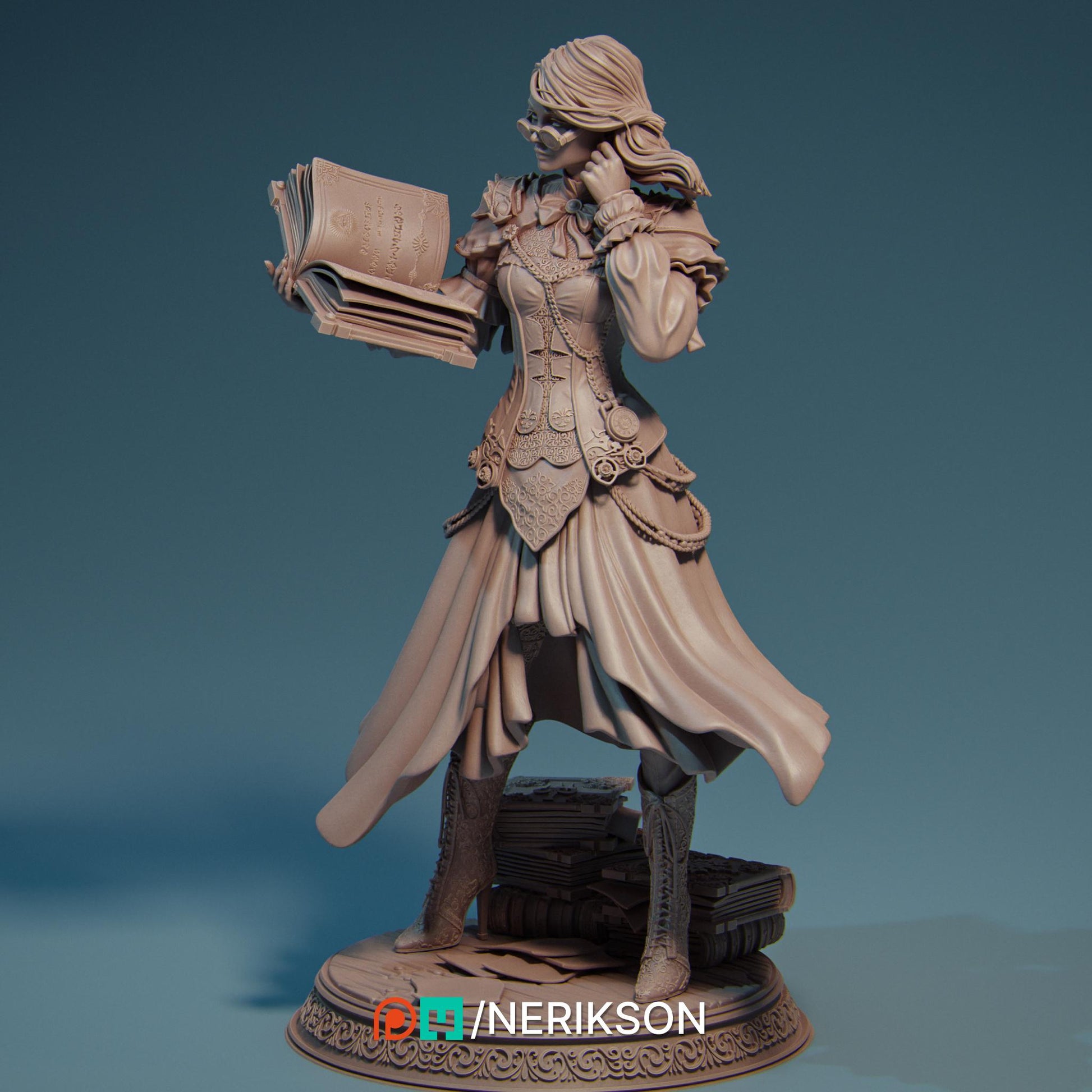 Orinthia the Magical Librarian | Female Wizard Warlock Collectible Miniature Statue | 75mm / 140mm | by Nerikson