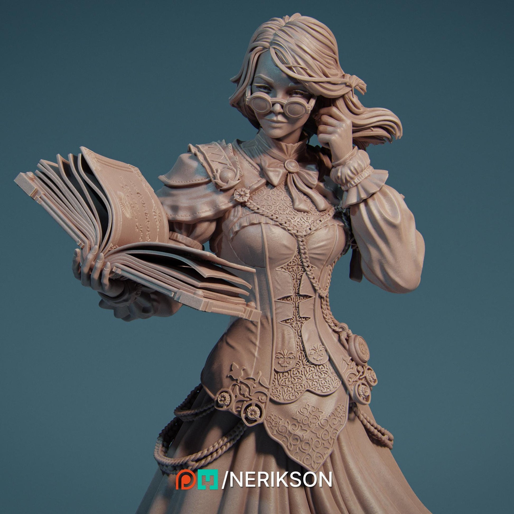 Orinthia the Magical Librarian | Female Wizard Warlock Collectible Miniature Statue | 75mm / 140mm | by Nerikson