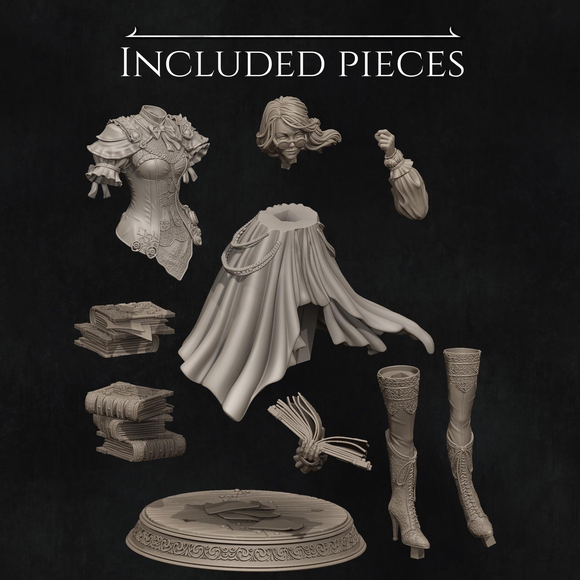 Orinthia the Magical Librarian | Female Wizard Warlock Collectible Miniature Statue | 75mm / 140mm | by Nerikson