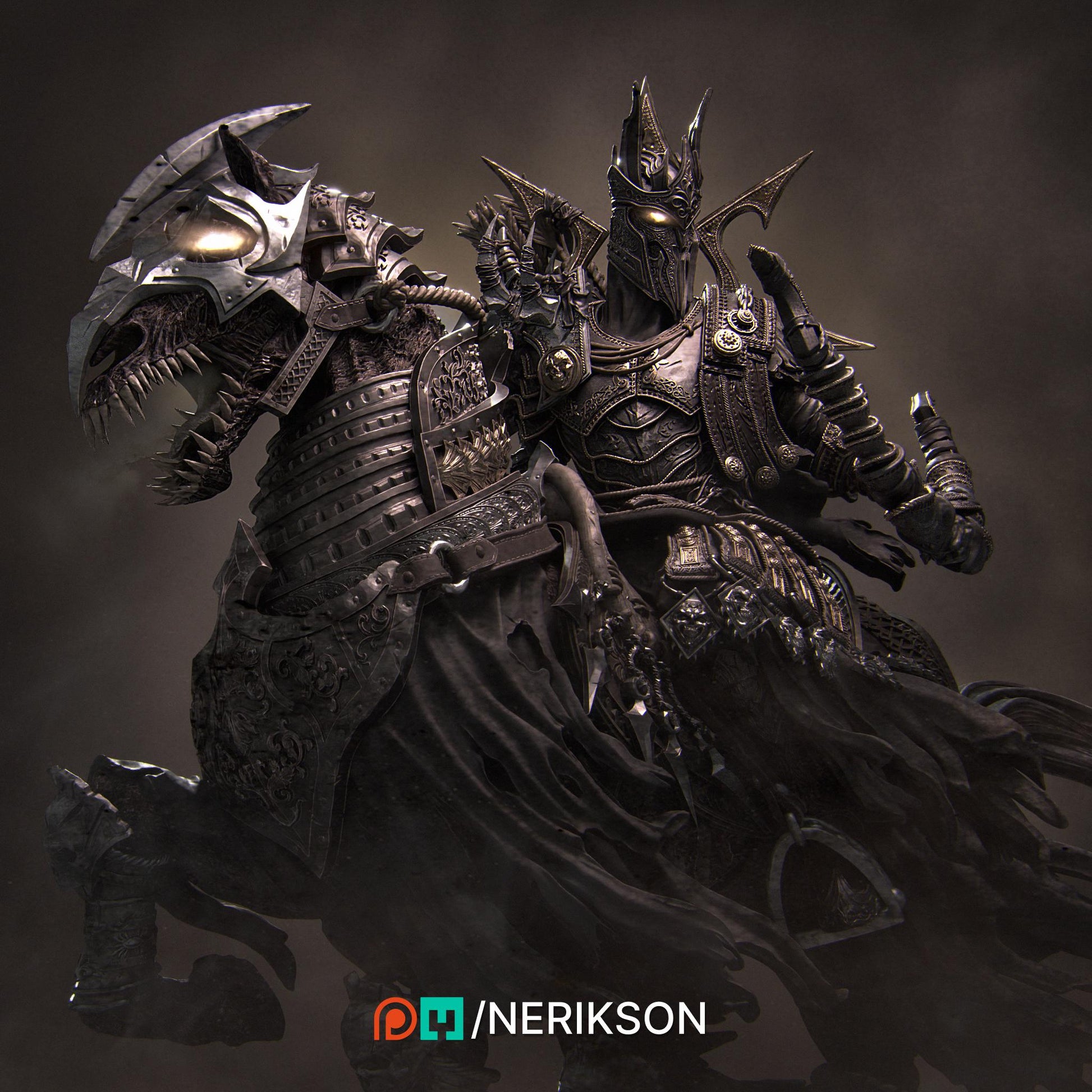 Horseman of Conquest | Fantasy Fighter Knight Collectible Miniature Statue | 140mm | by Nerikson