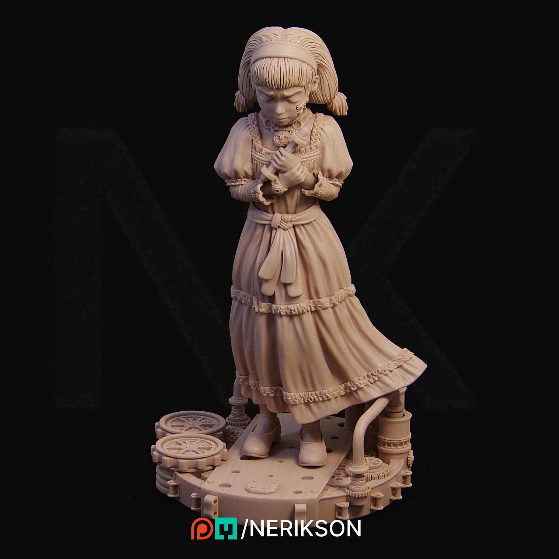 Little Robot Girl | DnD Warforged Collectible Miniature | 35mm / 75mm | by Nerikson