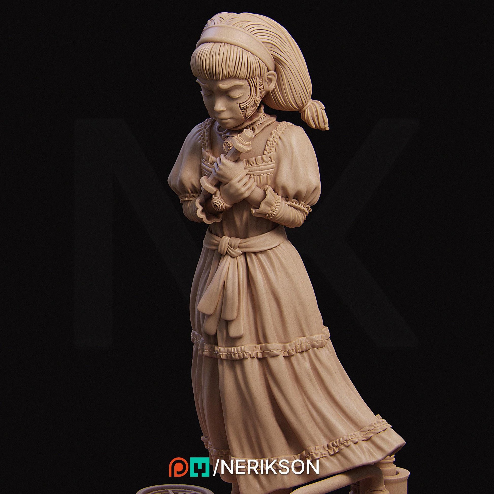 Little Robot Girl | DnD Warforged Collectible Miniature | 35mm / 75mm | by Nerikson