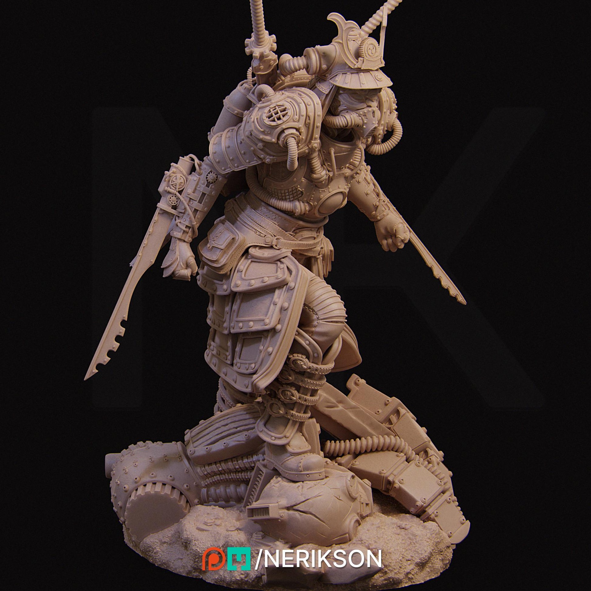 Naojiri the Steampunk Pirate | DnD Artificer Rogue Collectible Miniature | 35mm / 75mm | by Nerikson