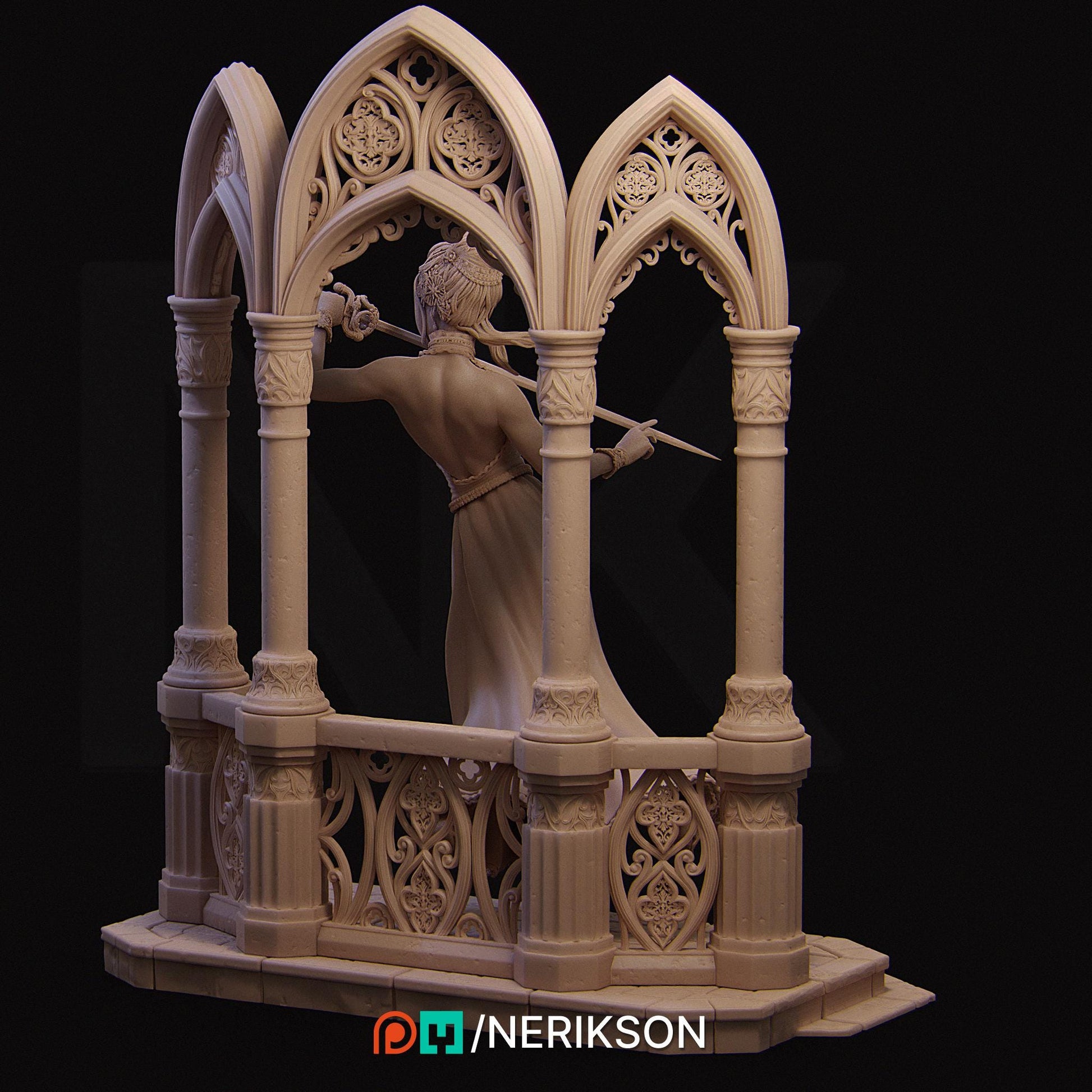 Luna the Moonlight Fencer | DnD Fighter Warrior Collectible Miniature | 75mm | by Nerikson