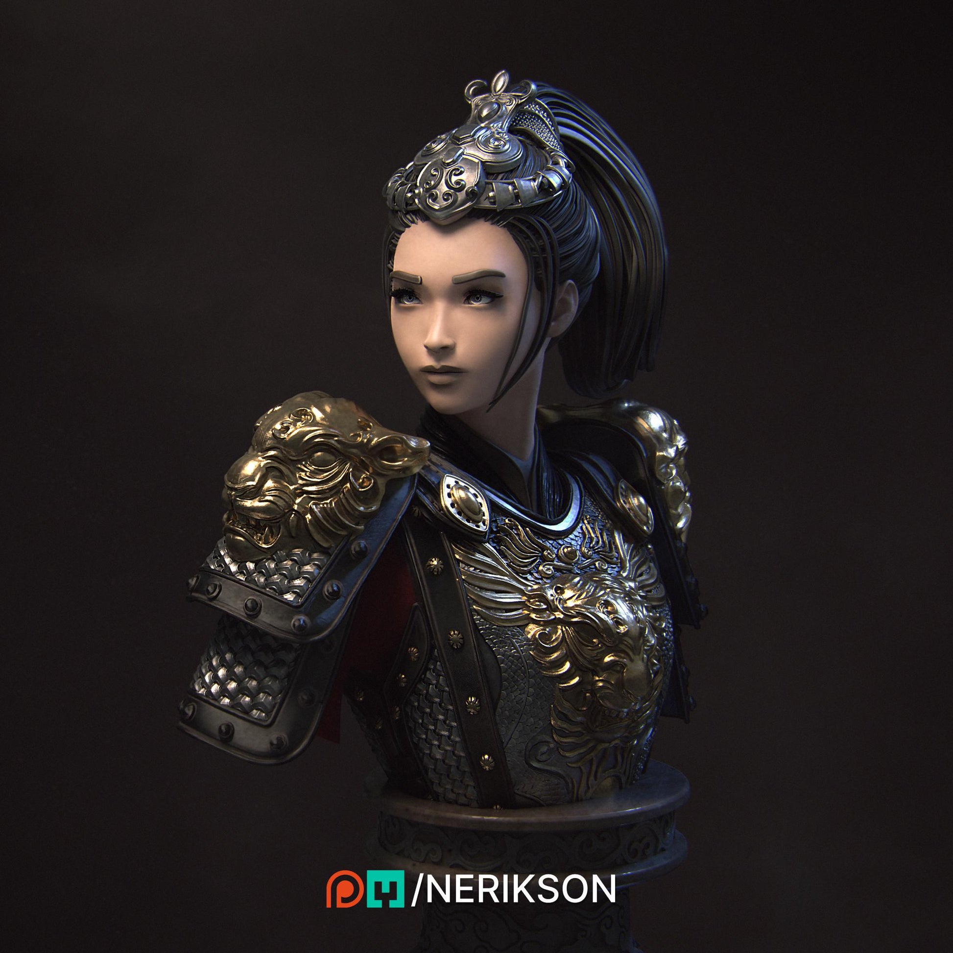 Kwan Yen | Three Kingdoms Collectible Sci-fi Bust Statue Miniature | by Nerikson