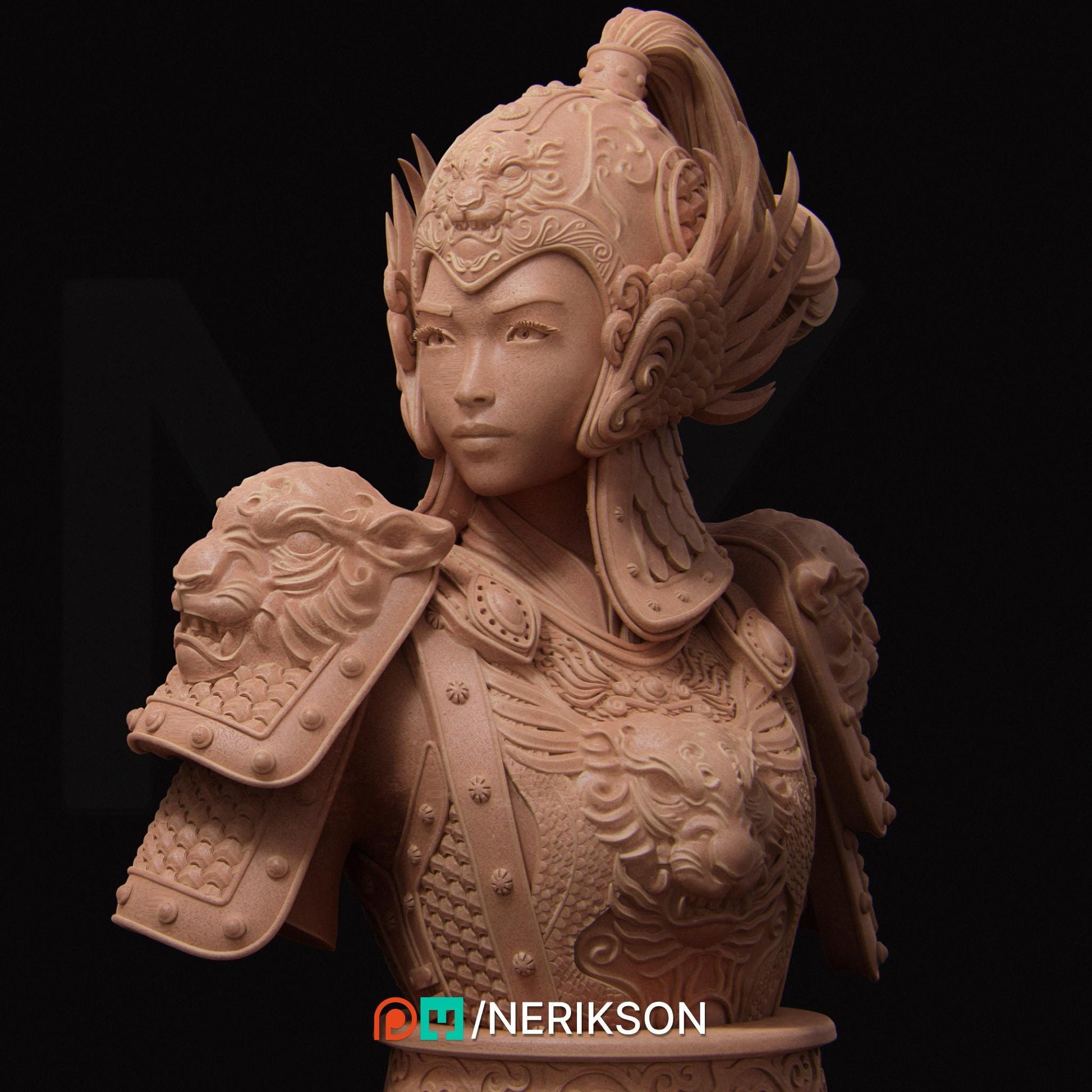 Kwan Yen | Three Kingdoms Collectible Sci-fi Bust Statue Miniature | by Nerikson