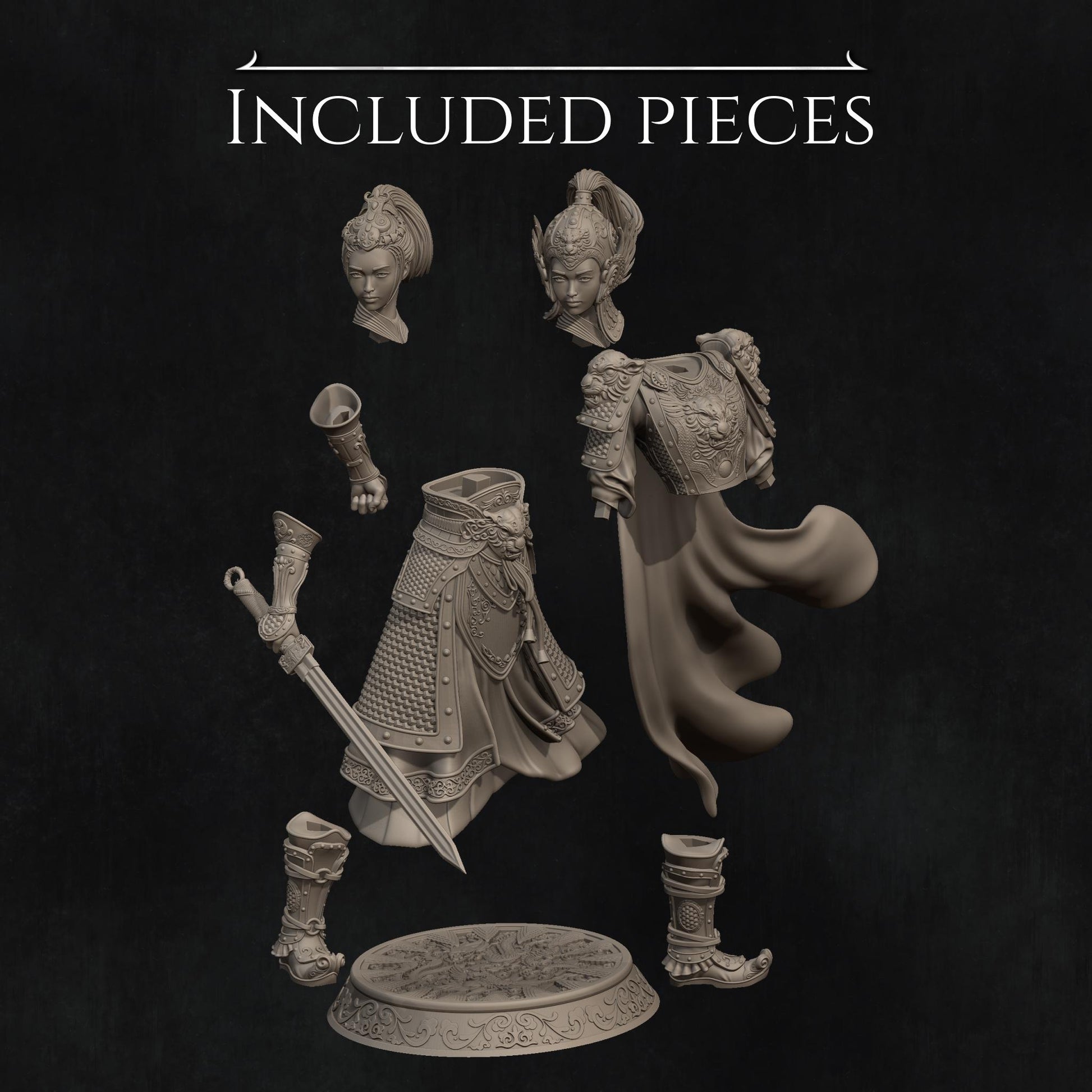 Kwan Yen | Three Kingdoms Warrior Knight Collectible Miniature Statue | 75mm | by Nerikson