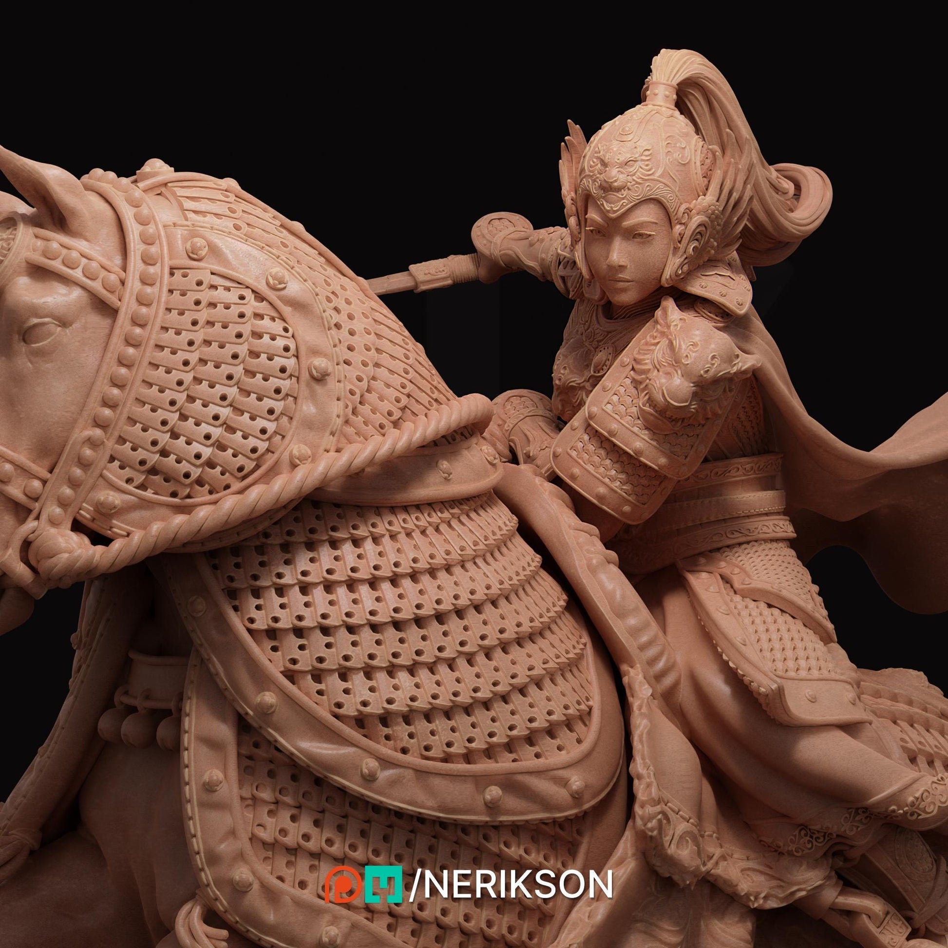 Kwan Yen the Warrior of the Tiger | Fantasy Three Kingdoms Collectible Miniature Statue | 140mm | by Nerikson