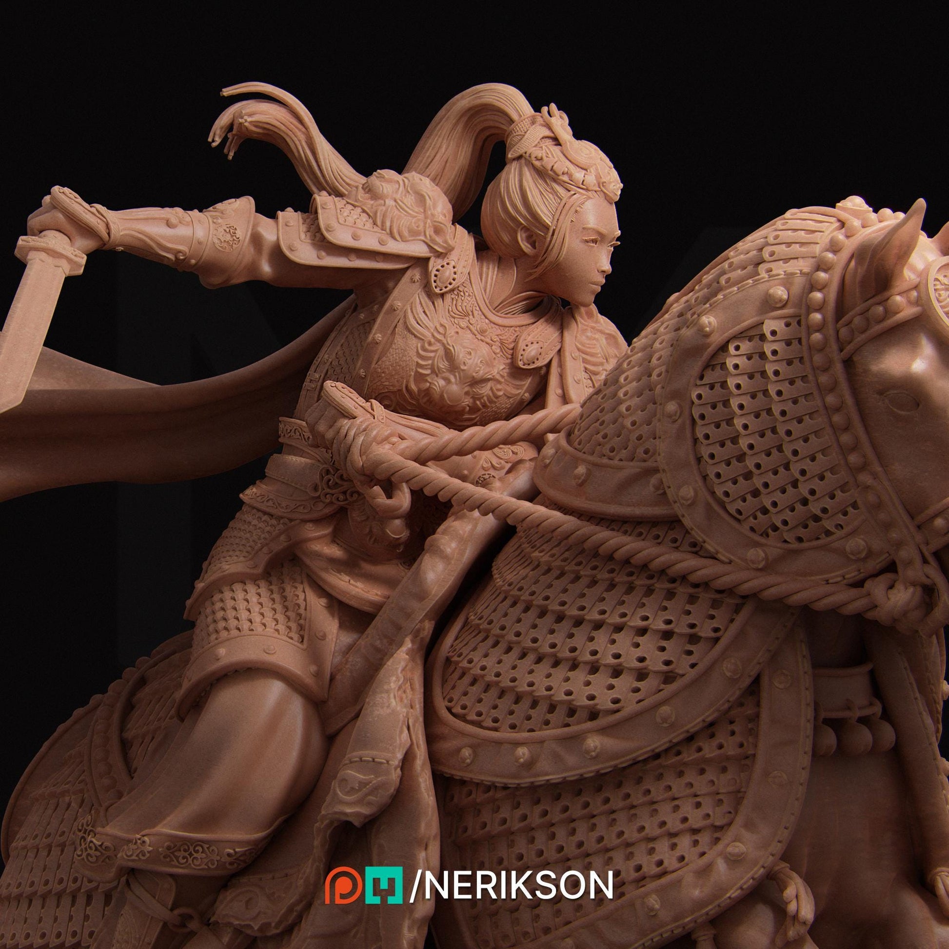 Kwan Yen the Warrior of the Tiger | Fantasy Three Kingdoms Collectible Miniature Statue | 140mm | by Nerikson
