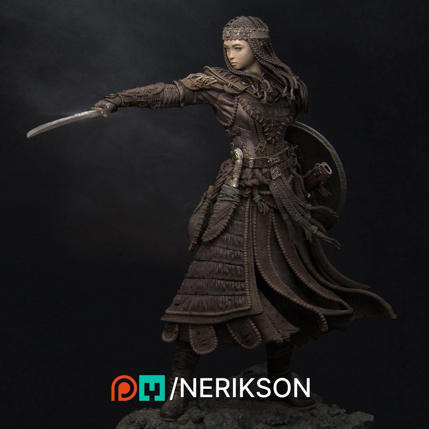 Tuya the Undefeated | Three Kingdoms Warrior Knight Collectible Miniature Statue | 75mm | by Nerikson