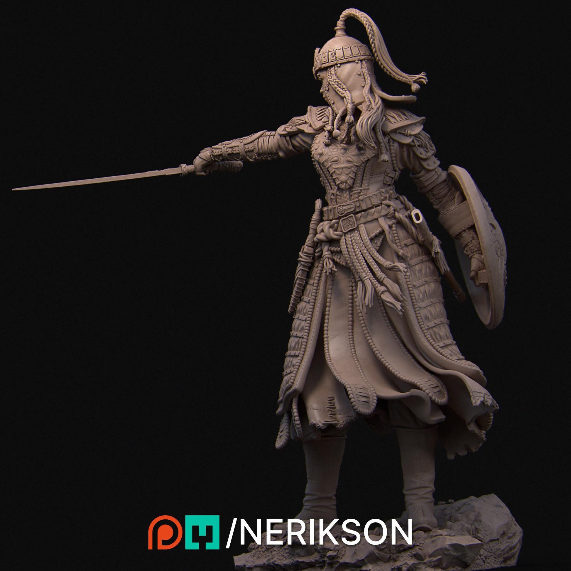 Tuya the Undefeated | Three Kingdoms Warrior Knight Collectible Miniature Statue | 75mm | by Nerikson