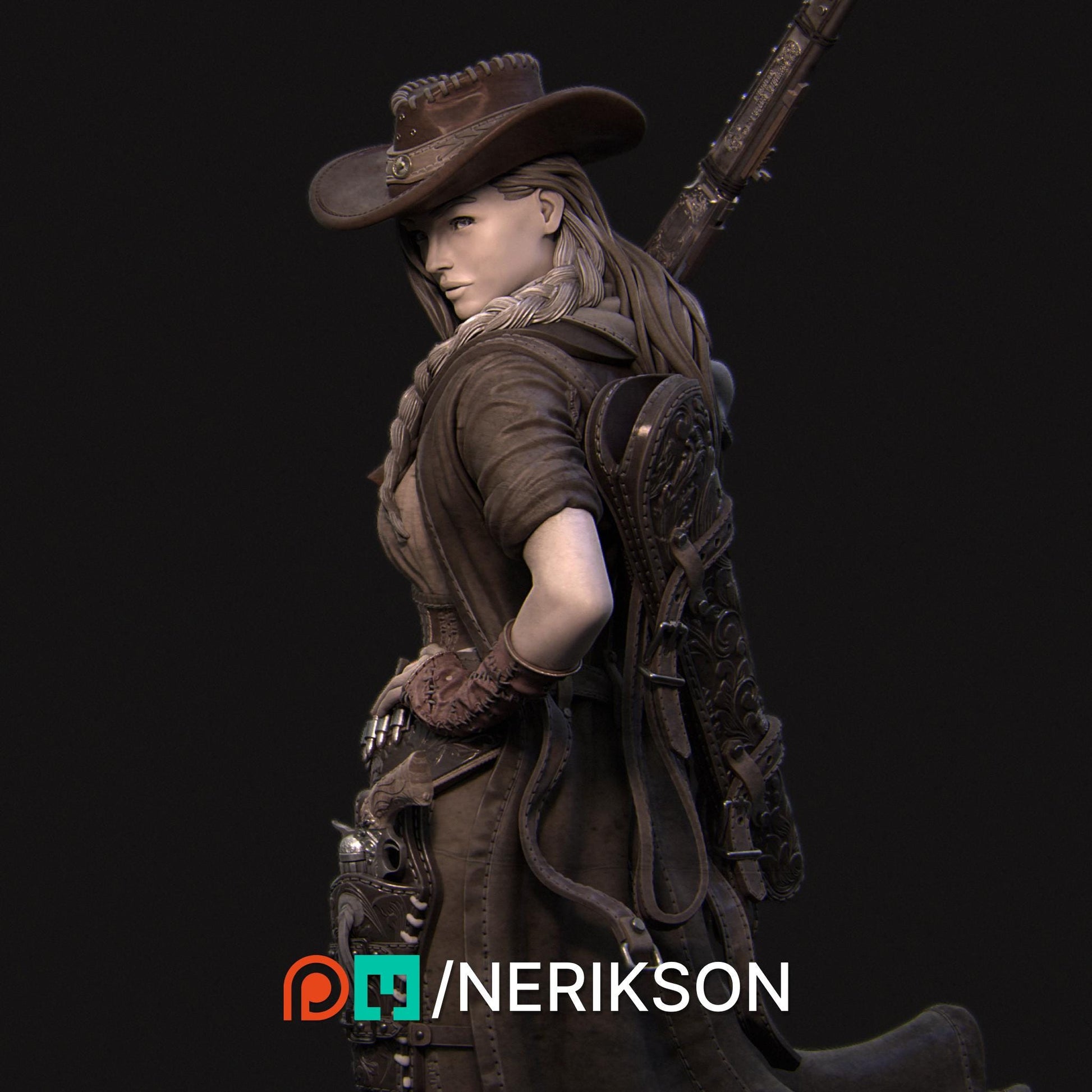 Jane the Gunslinger | Female Cowboy Western Collectible Miniature Statue | 75mm / 140mm | by Nerikson