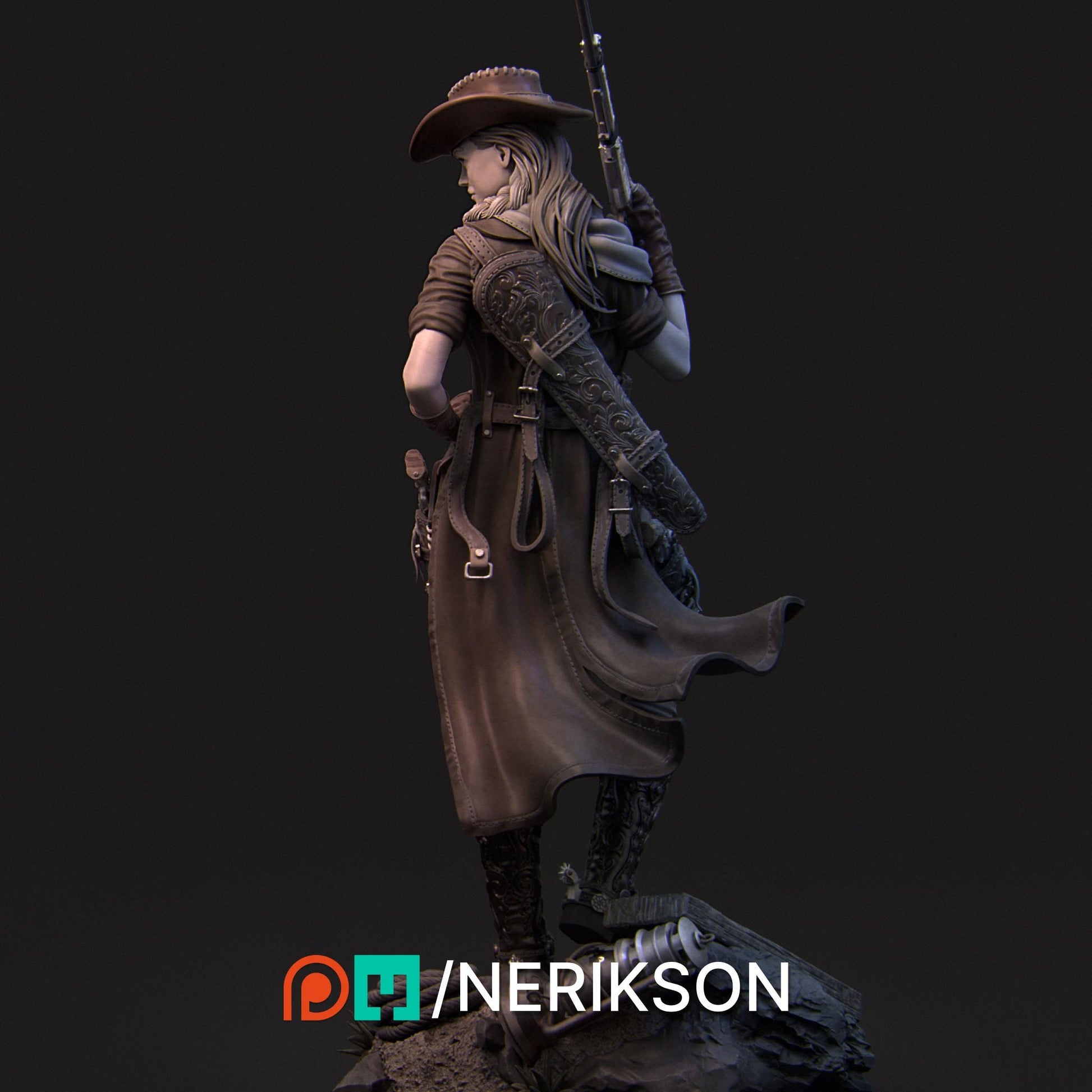 Jane the Gunslinger | Female Cowboy Western Collectible Miniature Statue | 75mm / 140mm | by Nerikson
