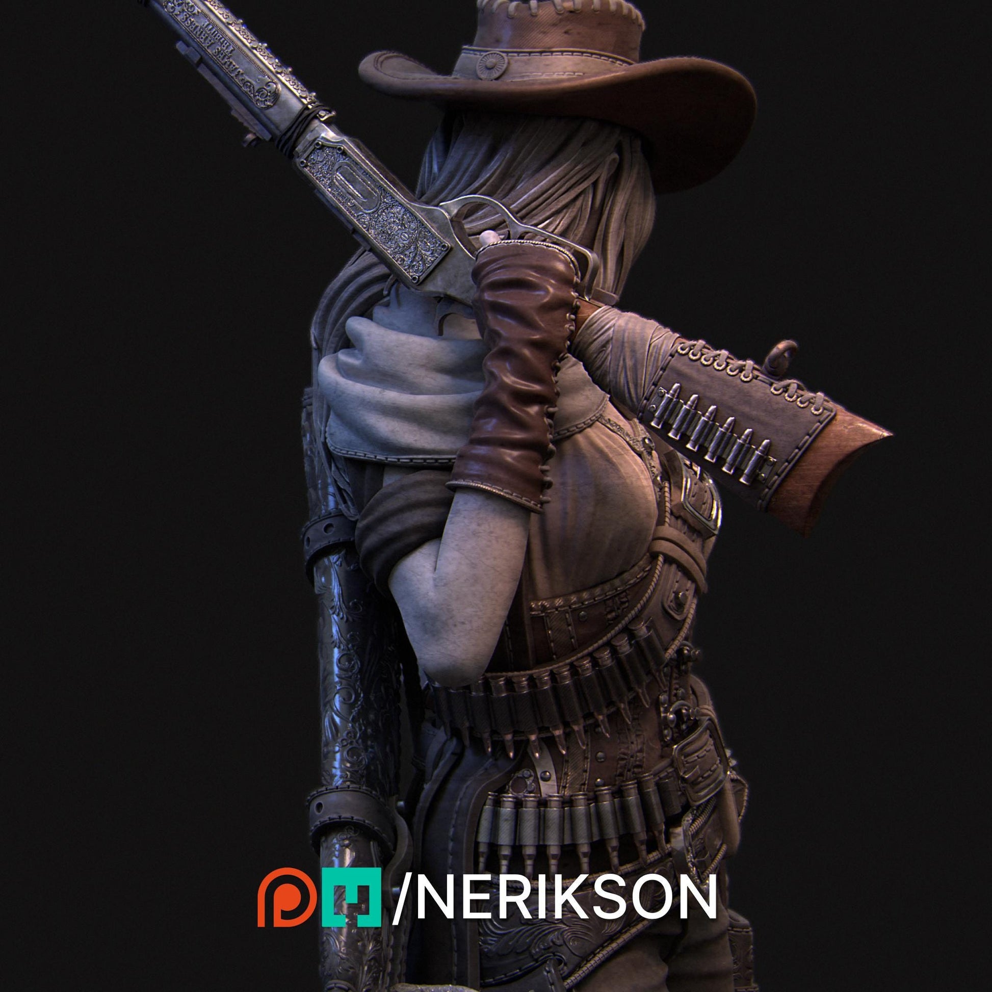 Jane the Gunslinger | Female Cowboy Western Collectible Miniature Statue | 75mm / 140mm | by Nerikson