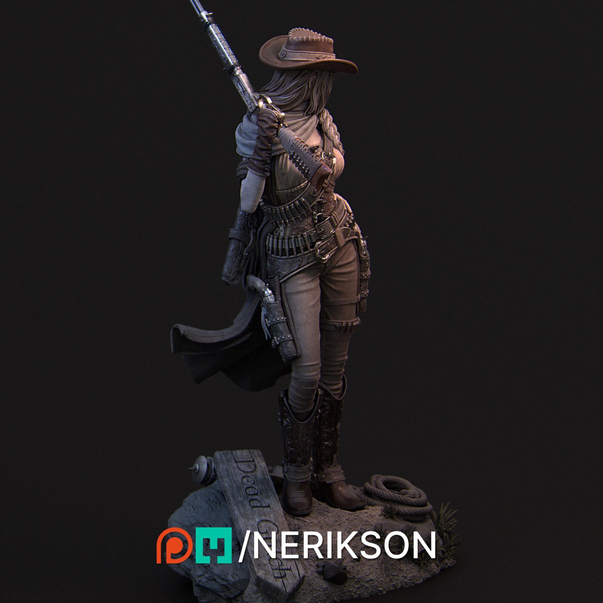 Jane the Gunslinger | Female Cowboy Western Collectible Miniature Statue | 75mm / 140mm | by Nerikson