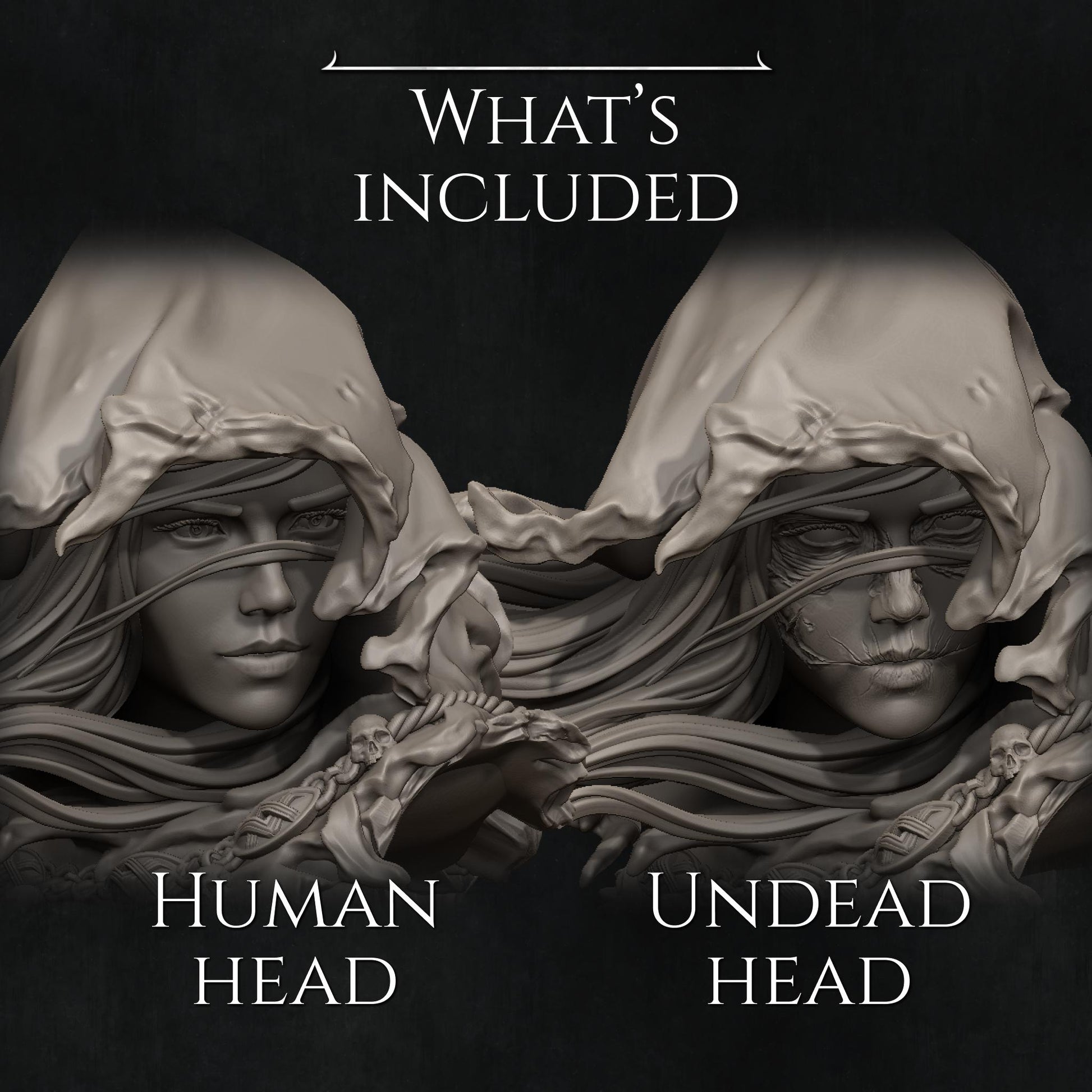 The Grim Reaper | Female Undead Lich Witch Collectible Miniature Statue | 75mm / 140mm | by Nerikson