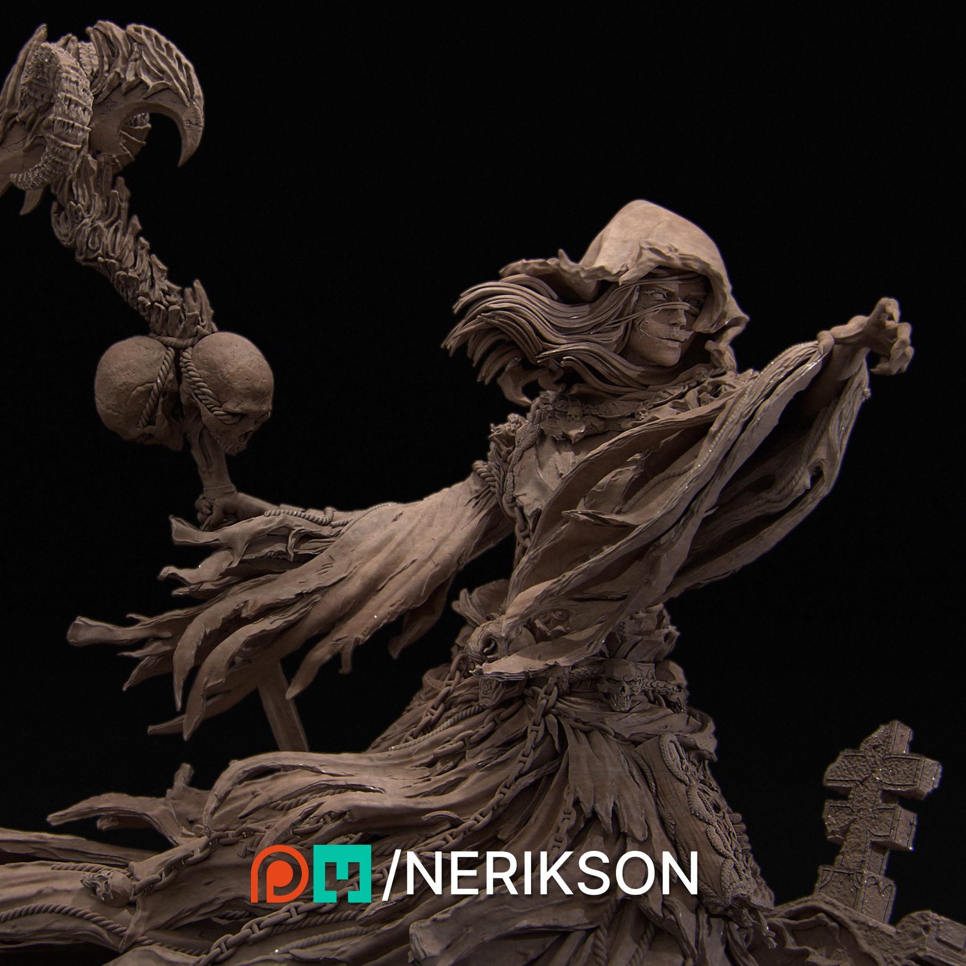 The Grim Reaper | Female Undead Lich Witch Collectible Miniature Statue | 75mm / 140mm | by Nerikson