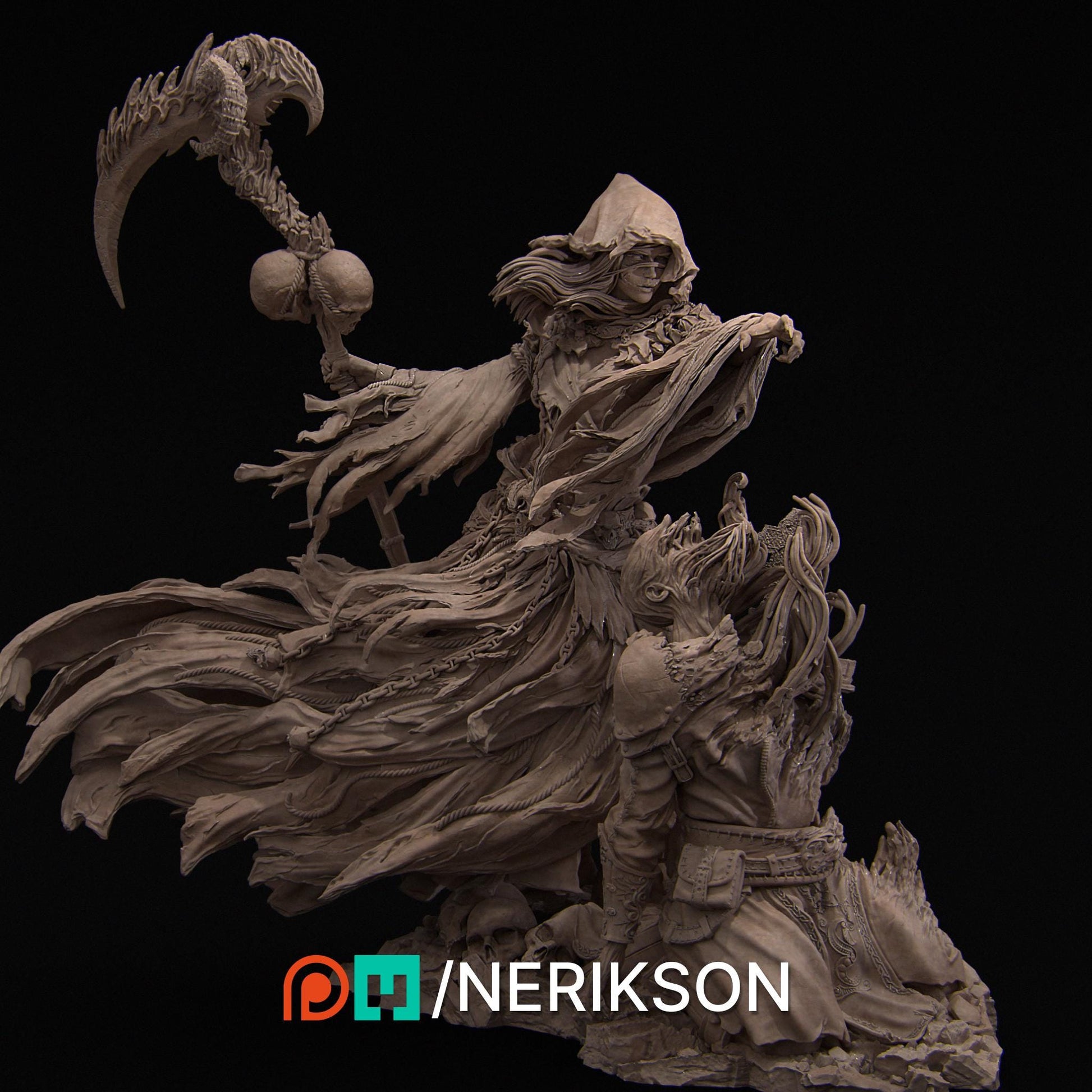 The Grim Reaper | Female Undead Lich Witch Collectible Miniature Statue | 75mm / 140mm | by Nerikson