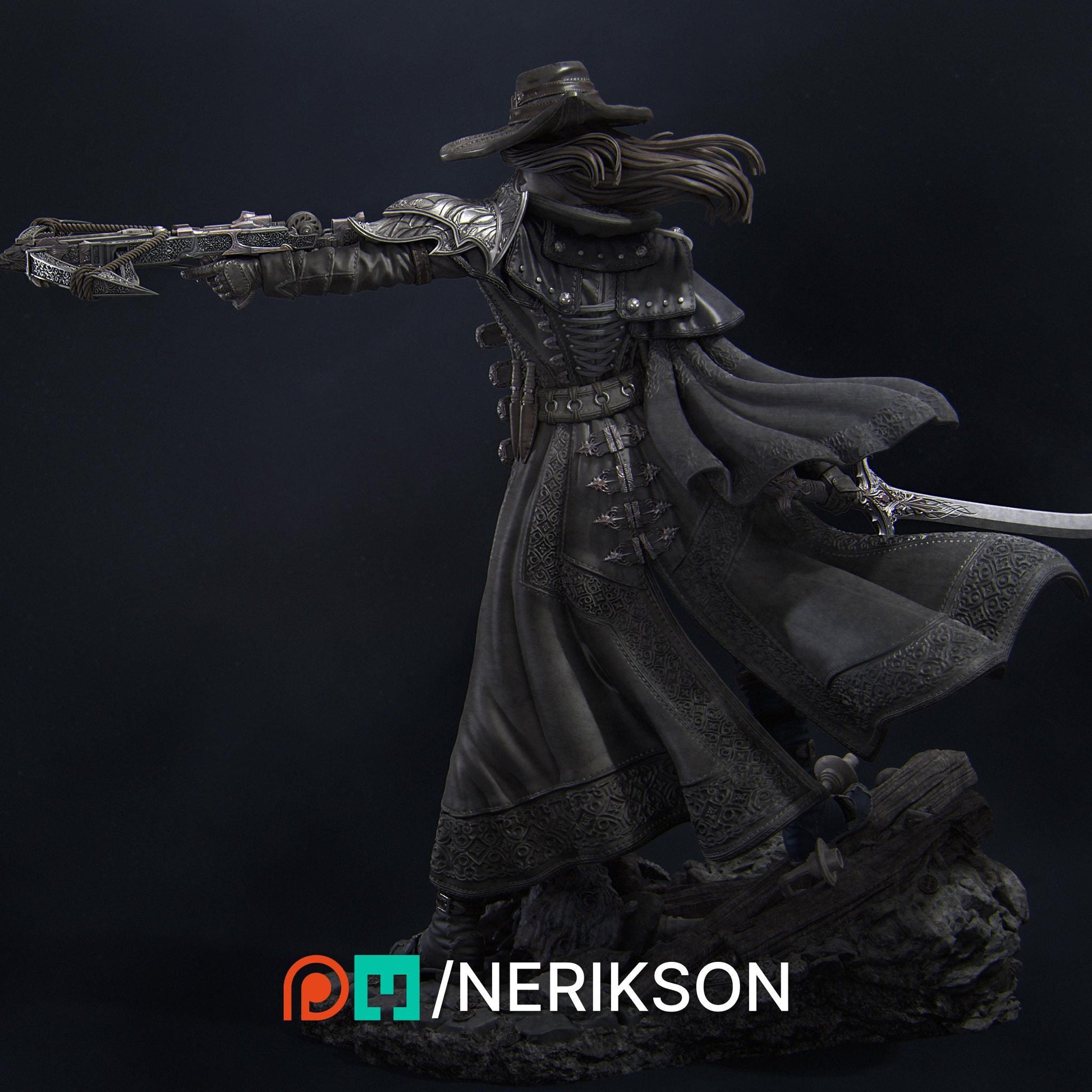Valeria the Nighthunter | DnD Grimdark Vampire Hunter Collectible Miniature | 32mm / 75mm | by Nerikson