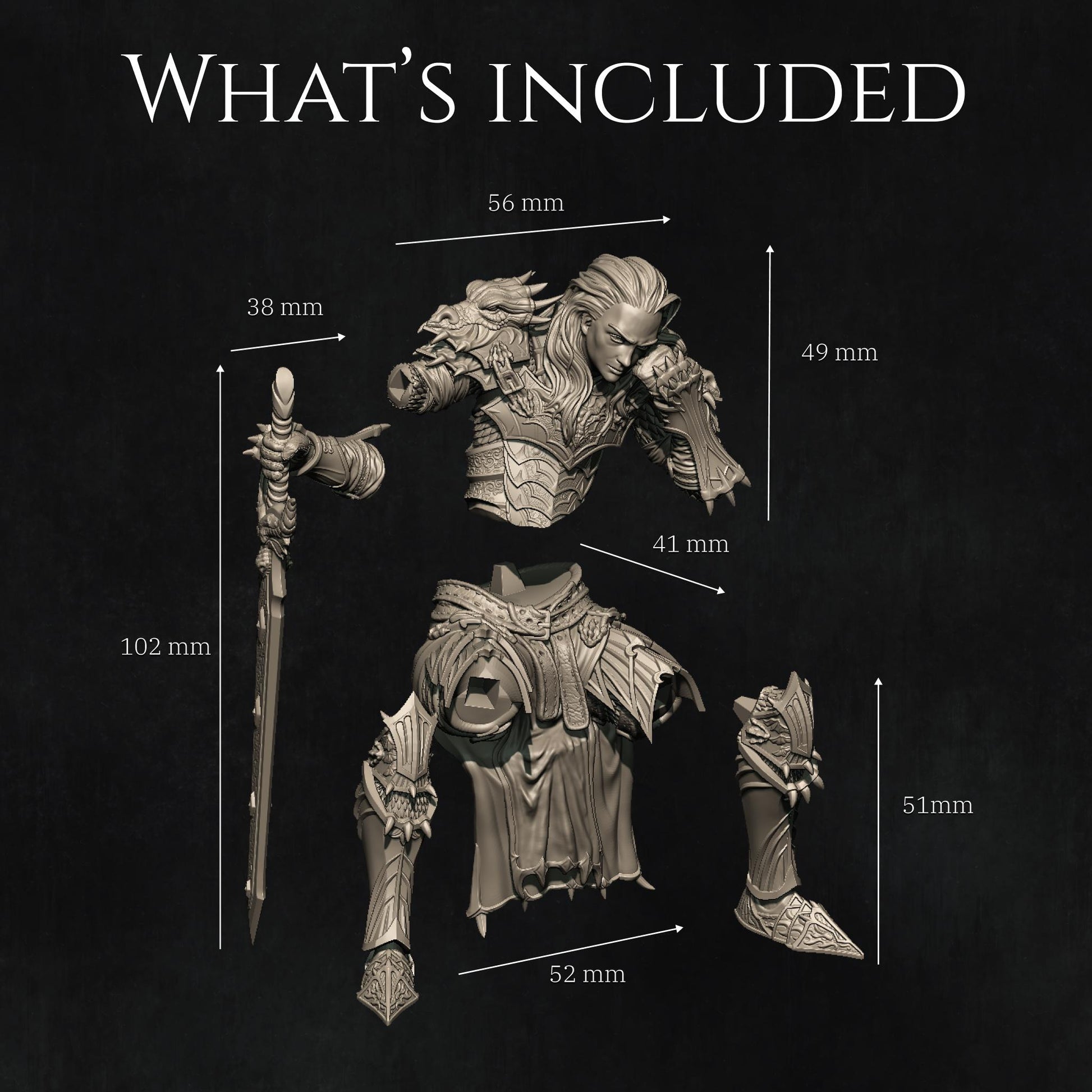 Reving the Dragon Knight Diorama | DnD Undead Knight Collectible Miniature Statue | 75mm / 140mm | by Nerikson