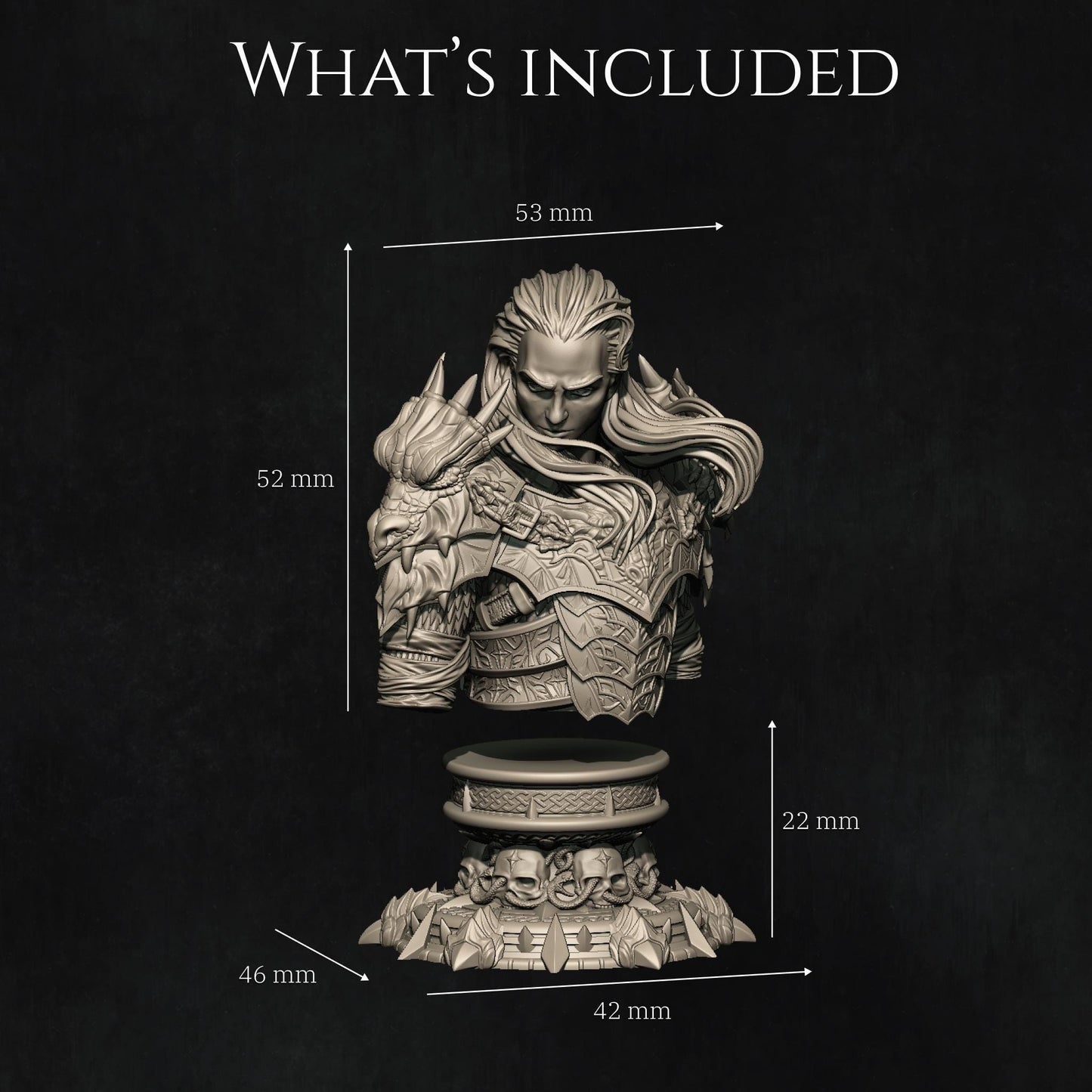 Reving the Dragon Knight Bust | Collectible Fantasy Bust Statue Miniature | by Nerikson