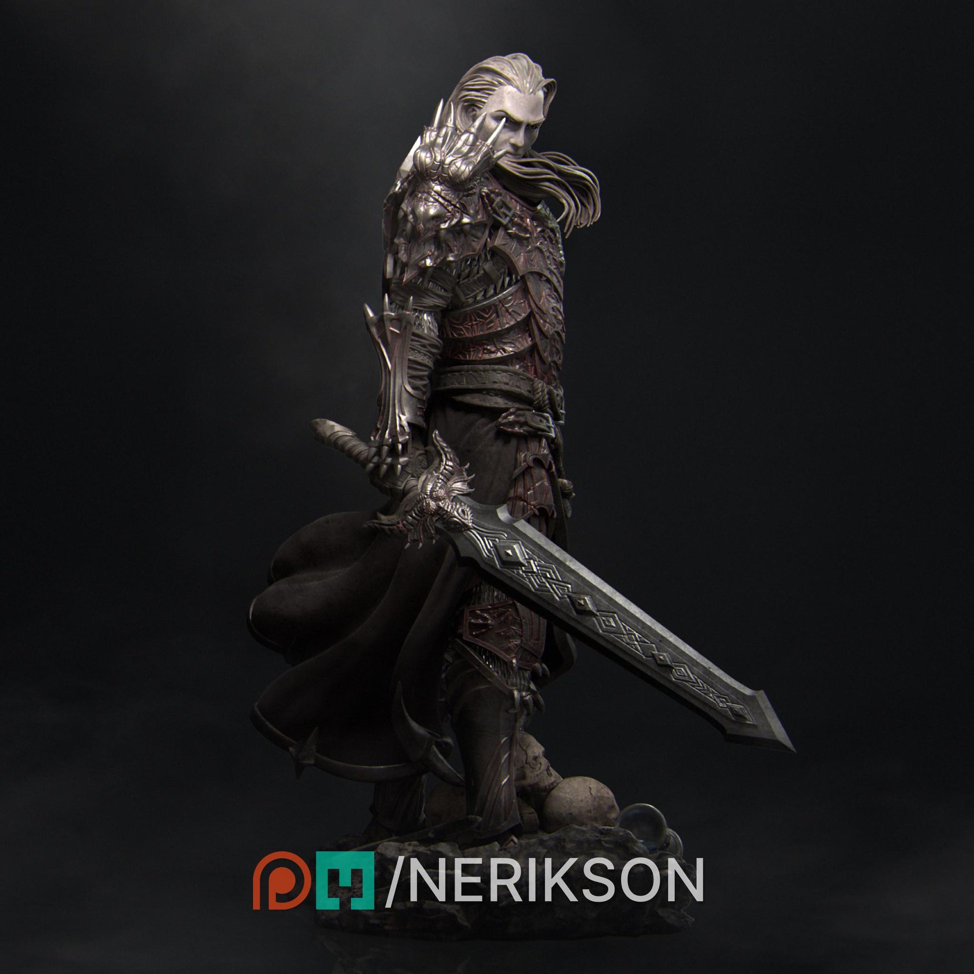 Reving the Dragon Knight | DnD Paladin Knight Collectible Miniature Statue | 75mm / 140mm | by Nerikson