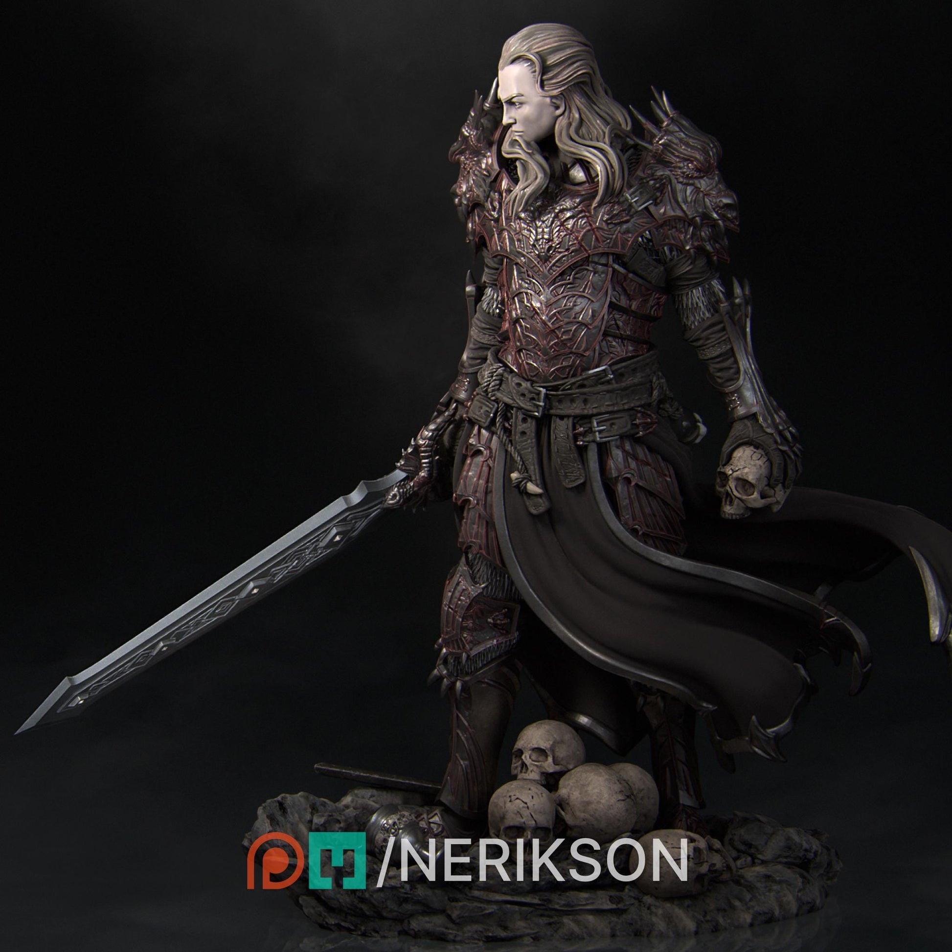 Reving the Dragon Knight | DnD Paladin Knight Collectible Miniature Statue | 75mm / 140mm | by Nerikson