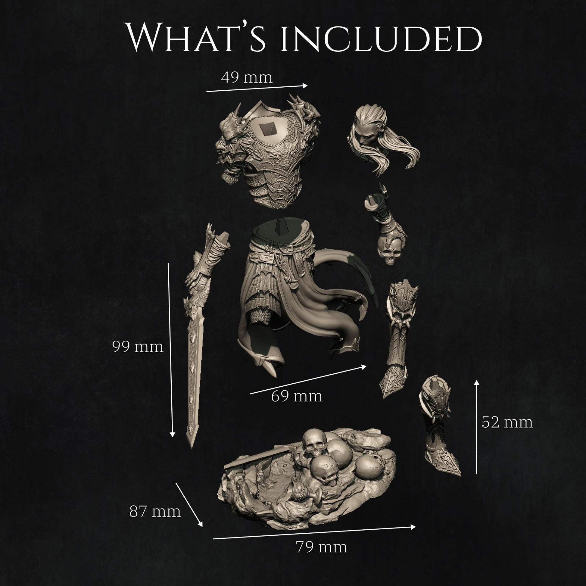 Reving the Dragon Knight | DnD Paladin Knight Collectible Miniature Statue | 75mm / 140mm | by Nerikson