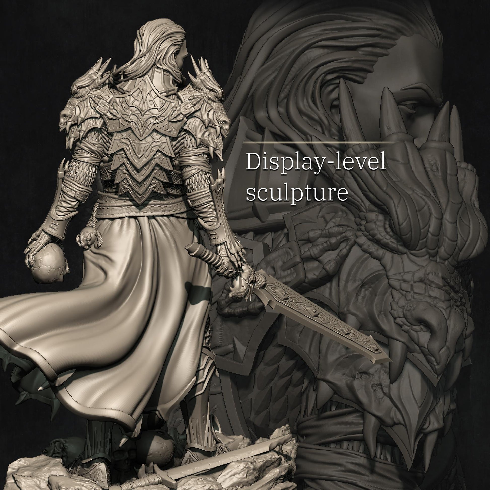 Reving the Dragon Knight | DnD Paladin Knight Collectible Miniature Statue | 75mm / 140mm | by Nerikson