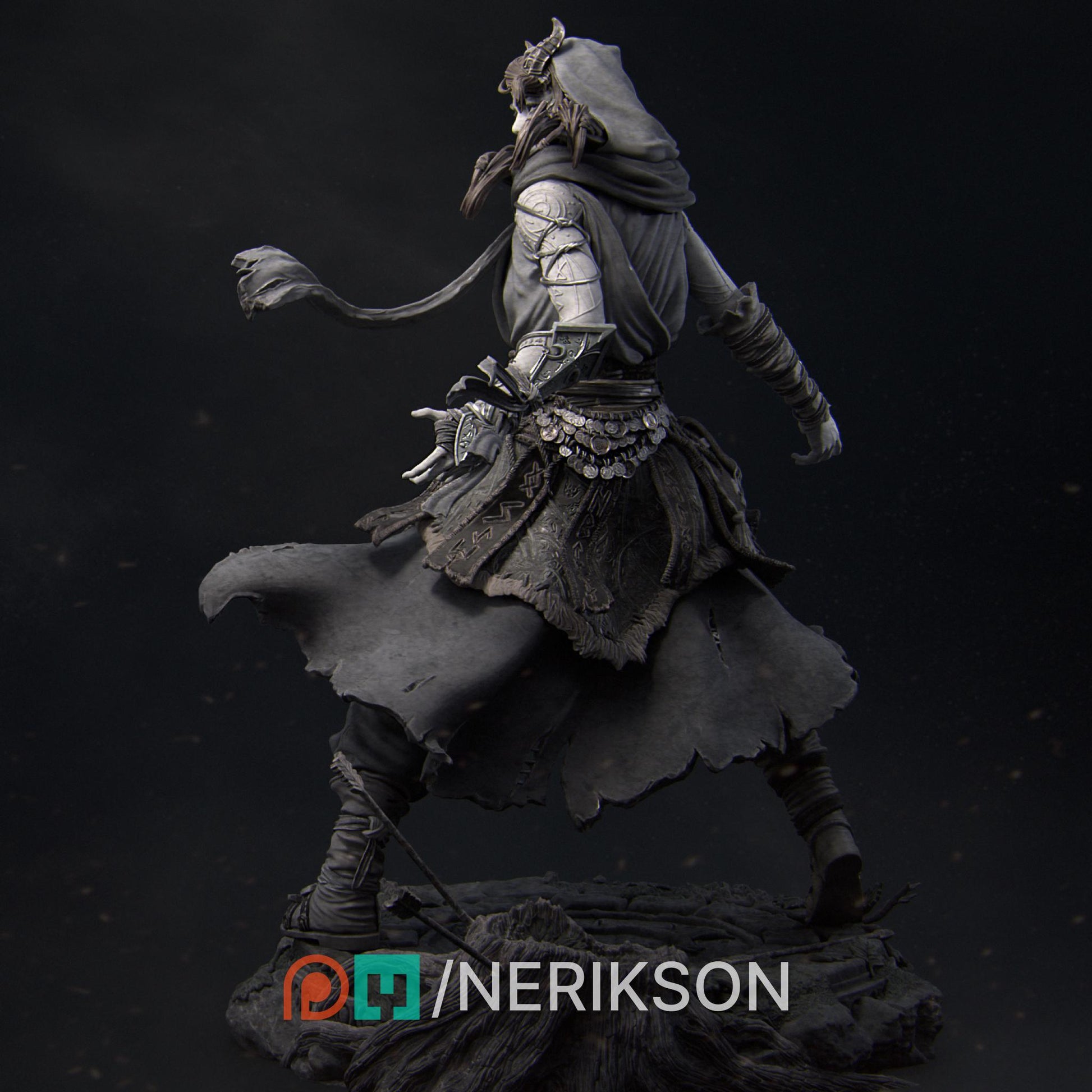 Rowena the Wild Sorceress | DnD Female Witch Wizard Collectible Miniature Statue | 75mm / 140mm | by Nerikson