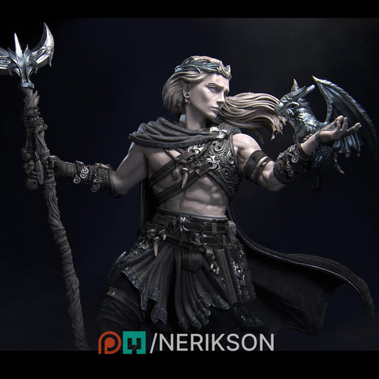 Orion Druid of the Moon | DnD Wizard Collectible Miniature Statue | 75mm / 140mm | by Nerikson
