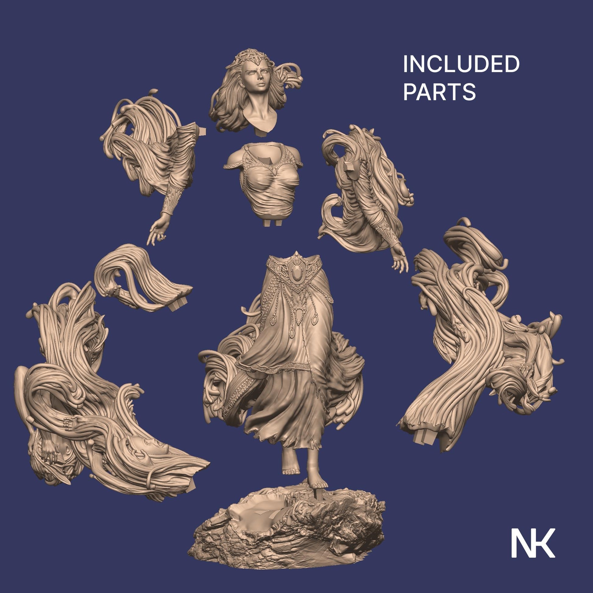 Shereen's Torment | DnD Arthurian Witch Lady of the Lake Collectible Miniature | 32mm / 75mm | by Nerikson