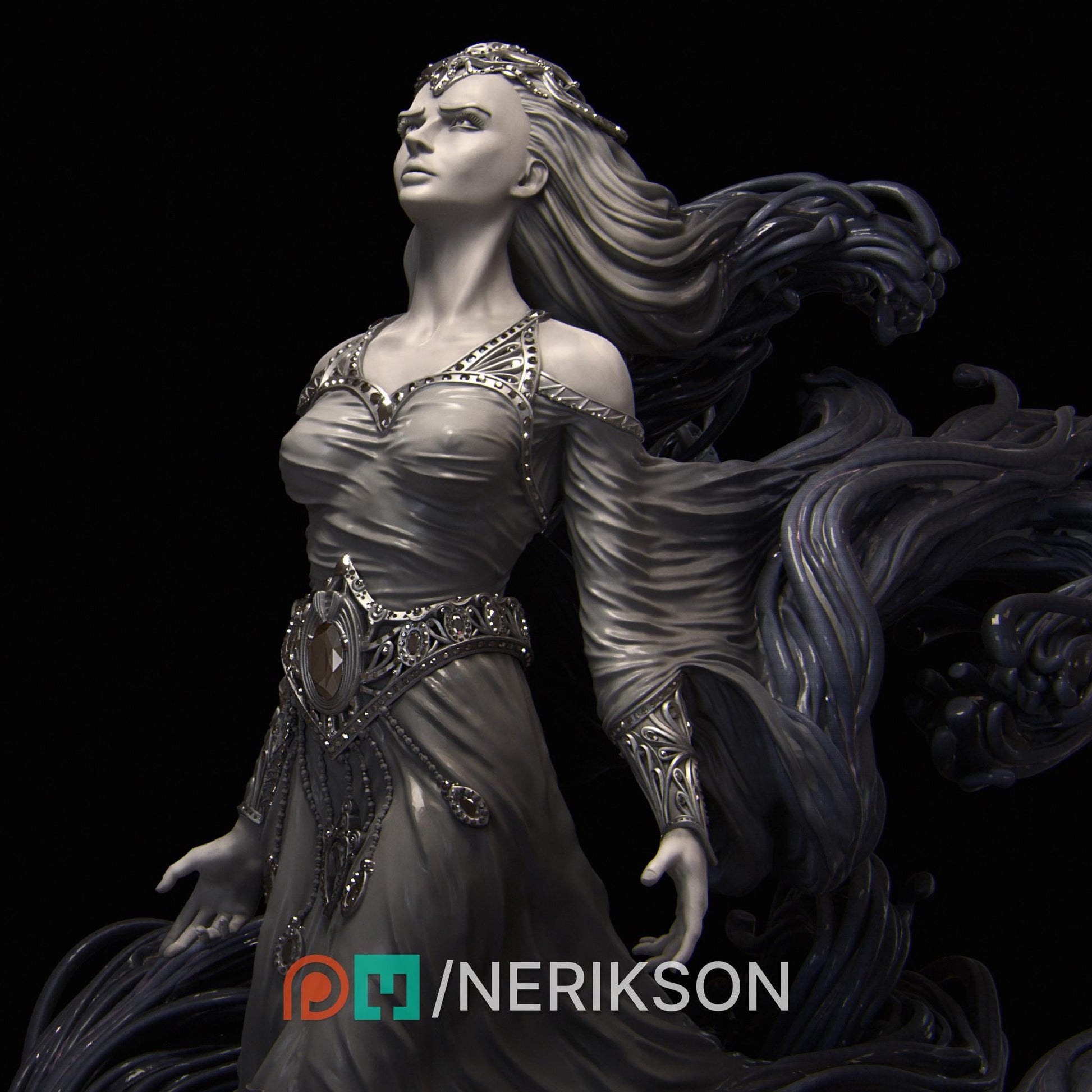 Shereen's Torment | DnD Arthurian Witch Lady of the Lake Collectible Miniature | 32mm / 75mm | by Nerikson
