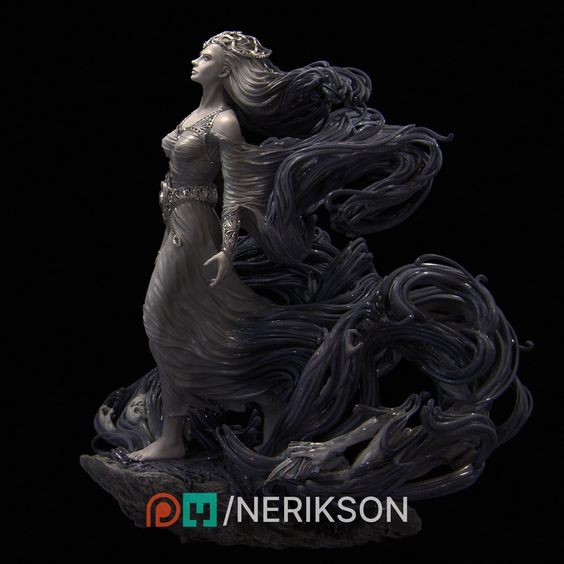 Shereen's Torment | DnD Arthurian Witch Lady of the Lake Collectible Miniature | 32mm / 75mm | by Nerikson